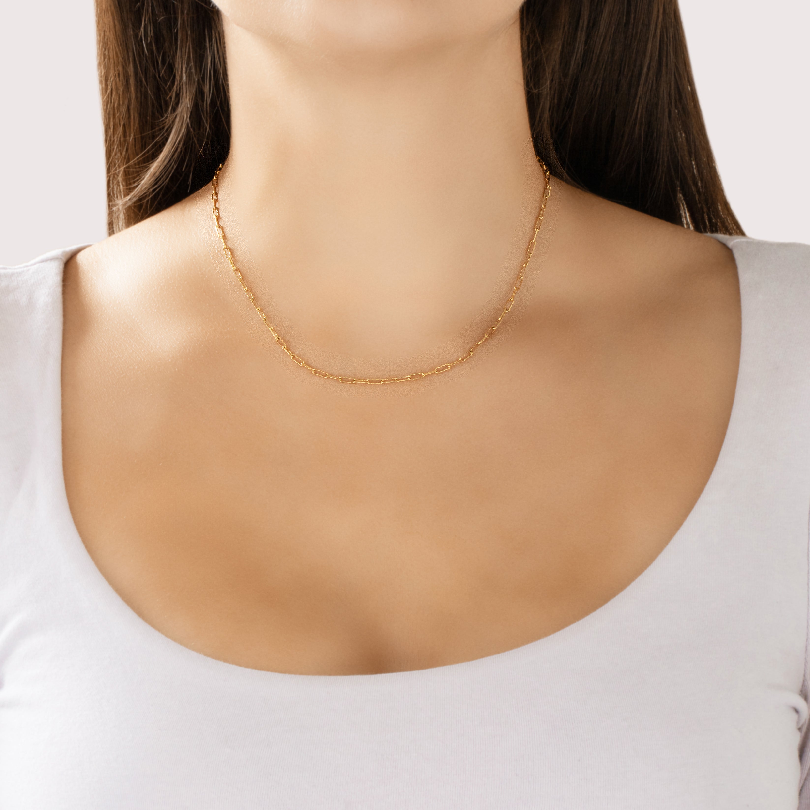 Vintage 14k Yellow Gold Everyday Peanut Chain 2.2mm (At Chain) Chain - On model view
