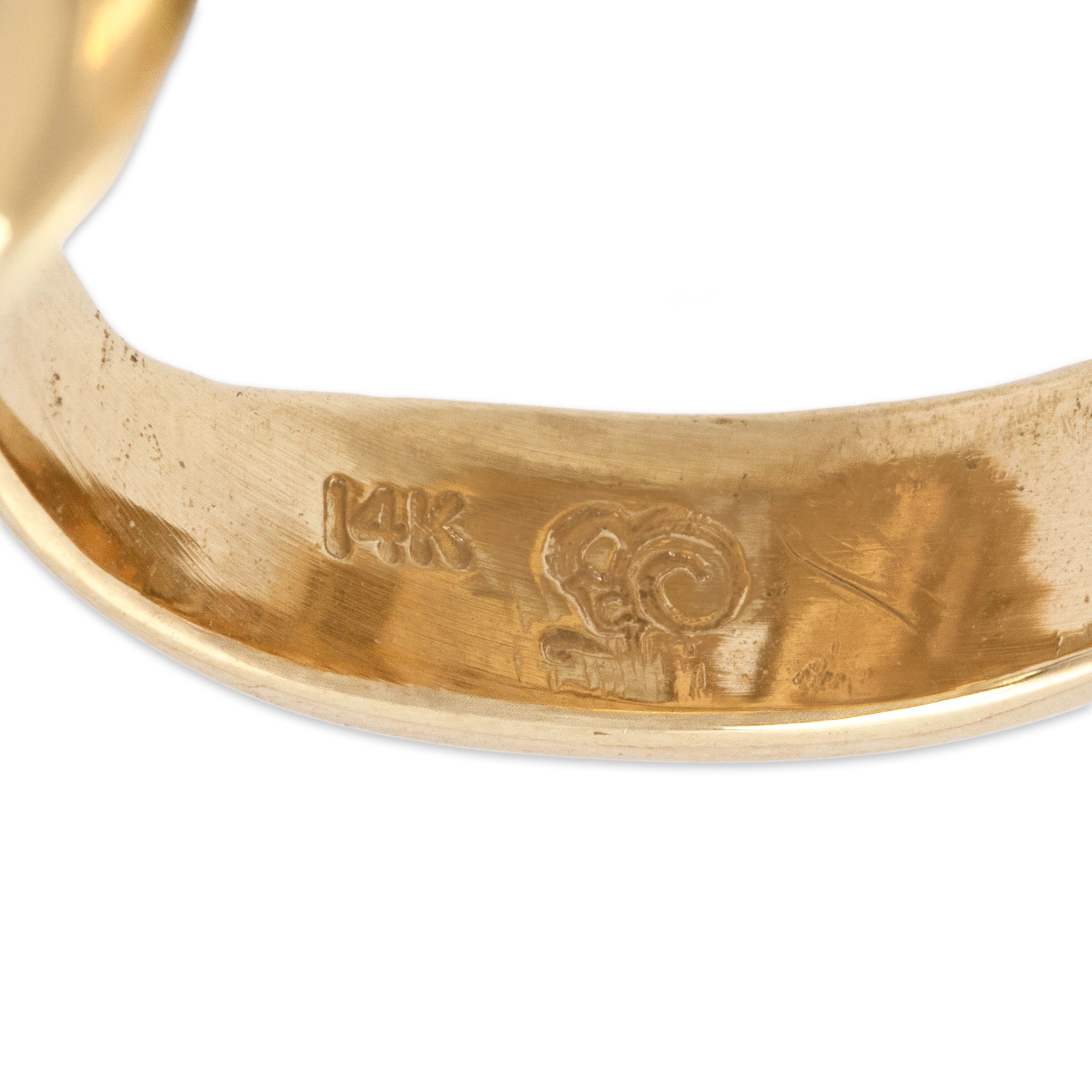 Vintage 14k Yellow Gold Baroque Pearl Abstract Organic Ring - Hallmark view