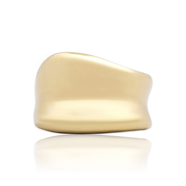 Vintage Heavy 14k Yellow Gold Gleaming Sculptural Ring 7.00
