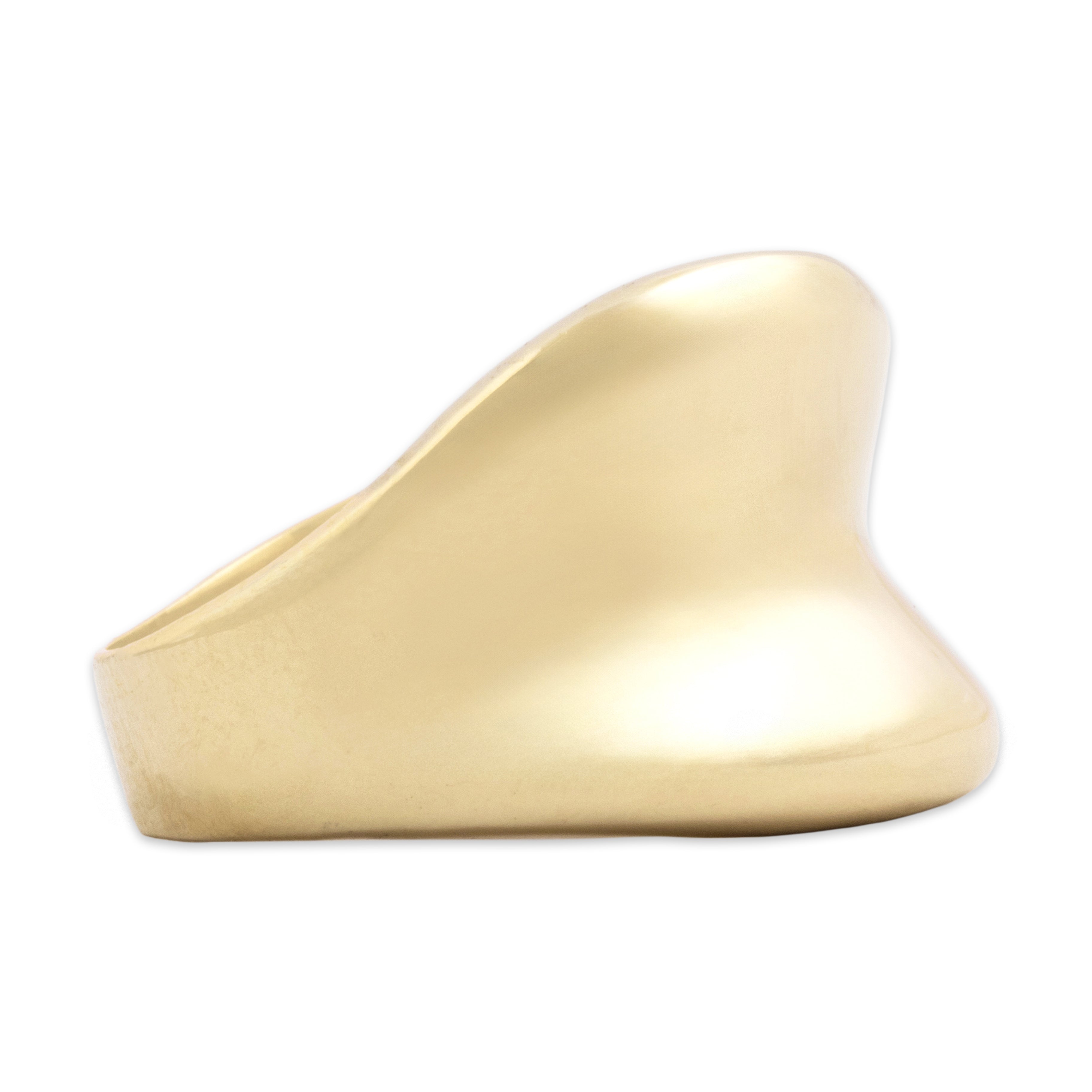 Vintage Heavy 14k Yellow Gold Gleaming Sculptural Ring - Side view