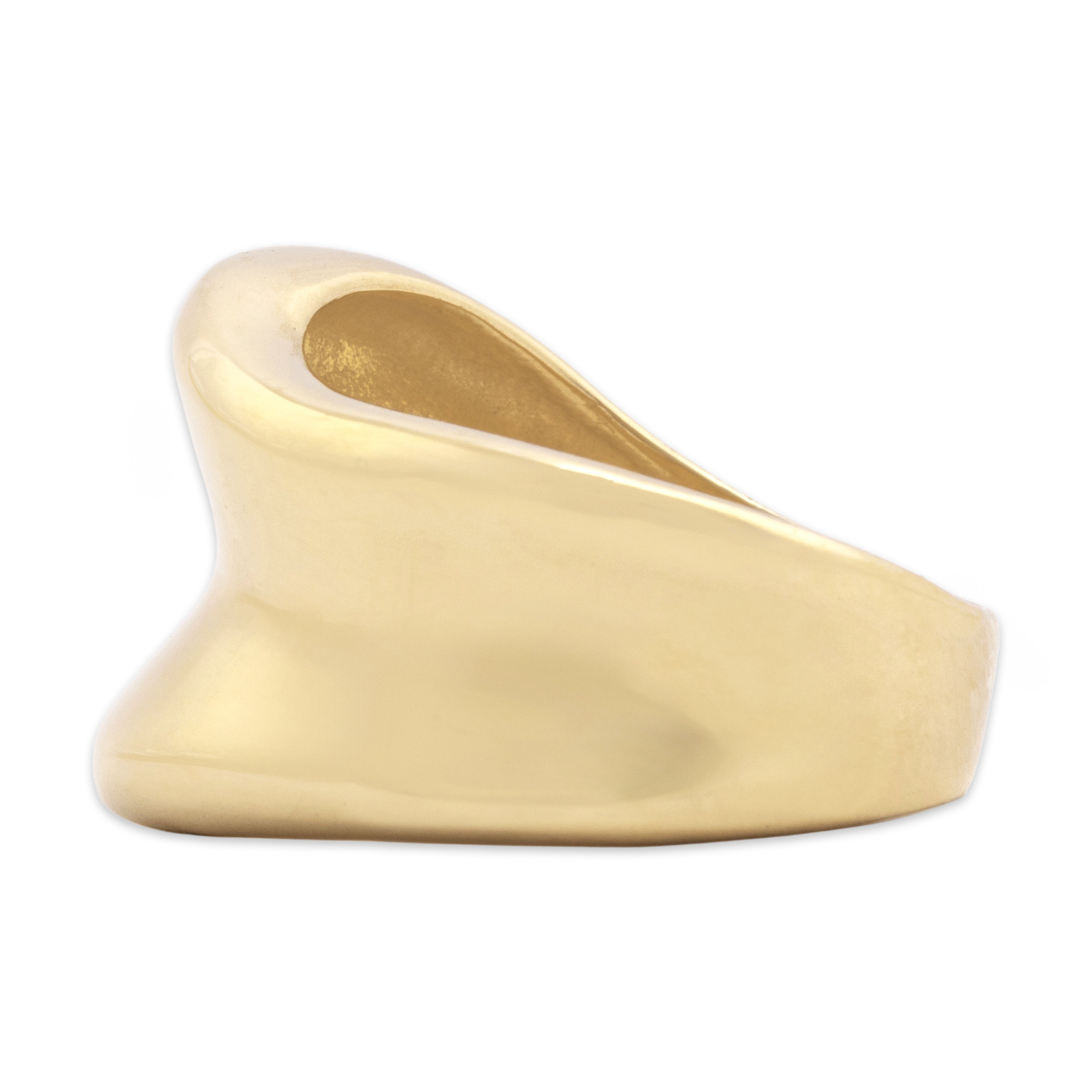 Vintage Heavy 14k Yellow Gold Gleaming Sculptural Ring - Side view