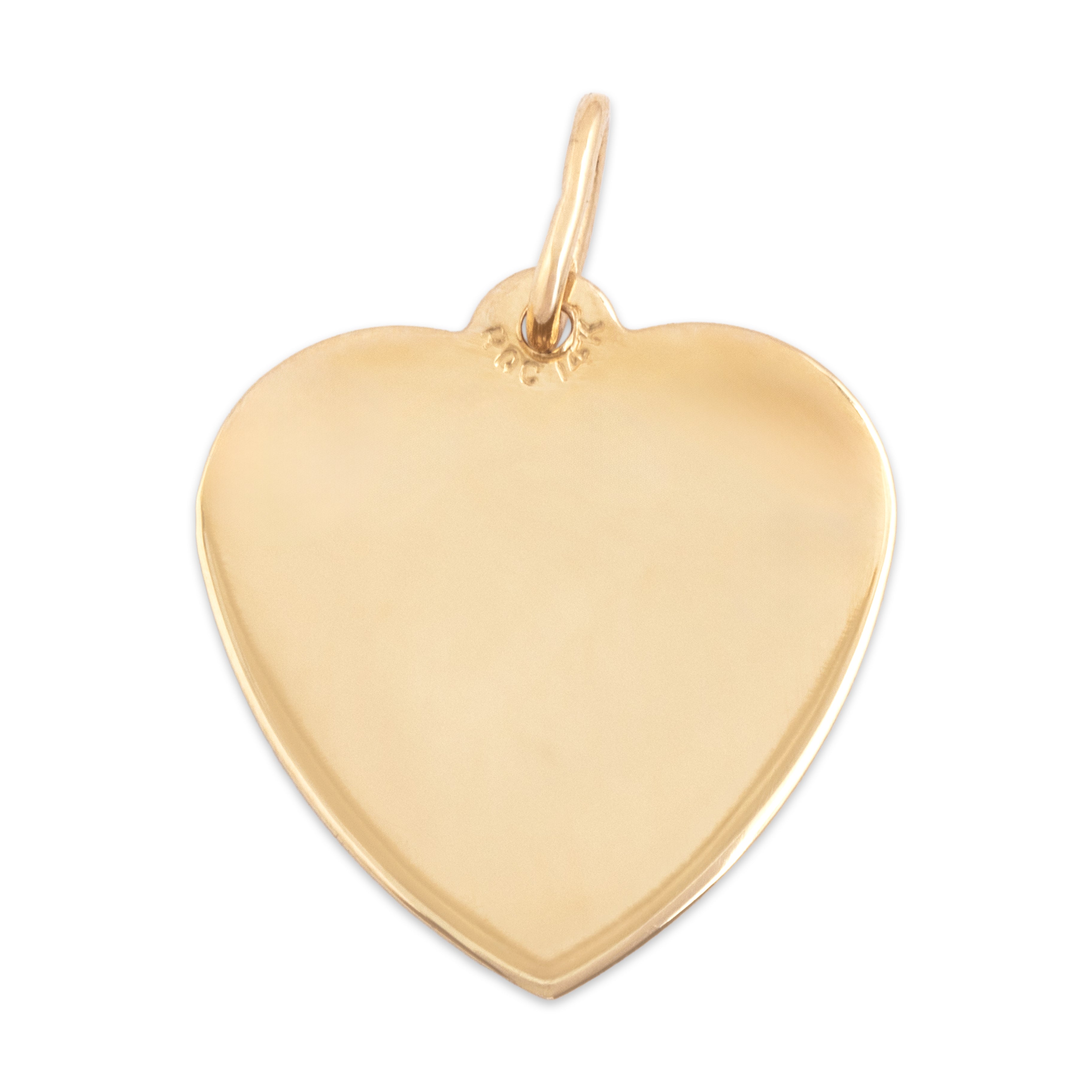 Vintage 14k Yellow Gold Engine-Turned Border Heart Charm / Pendant - Back view