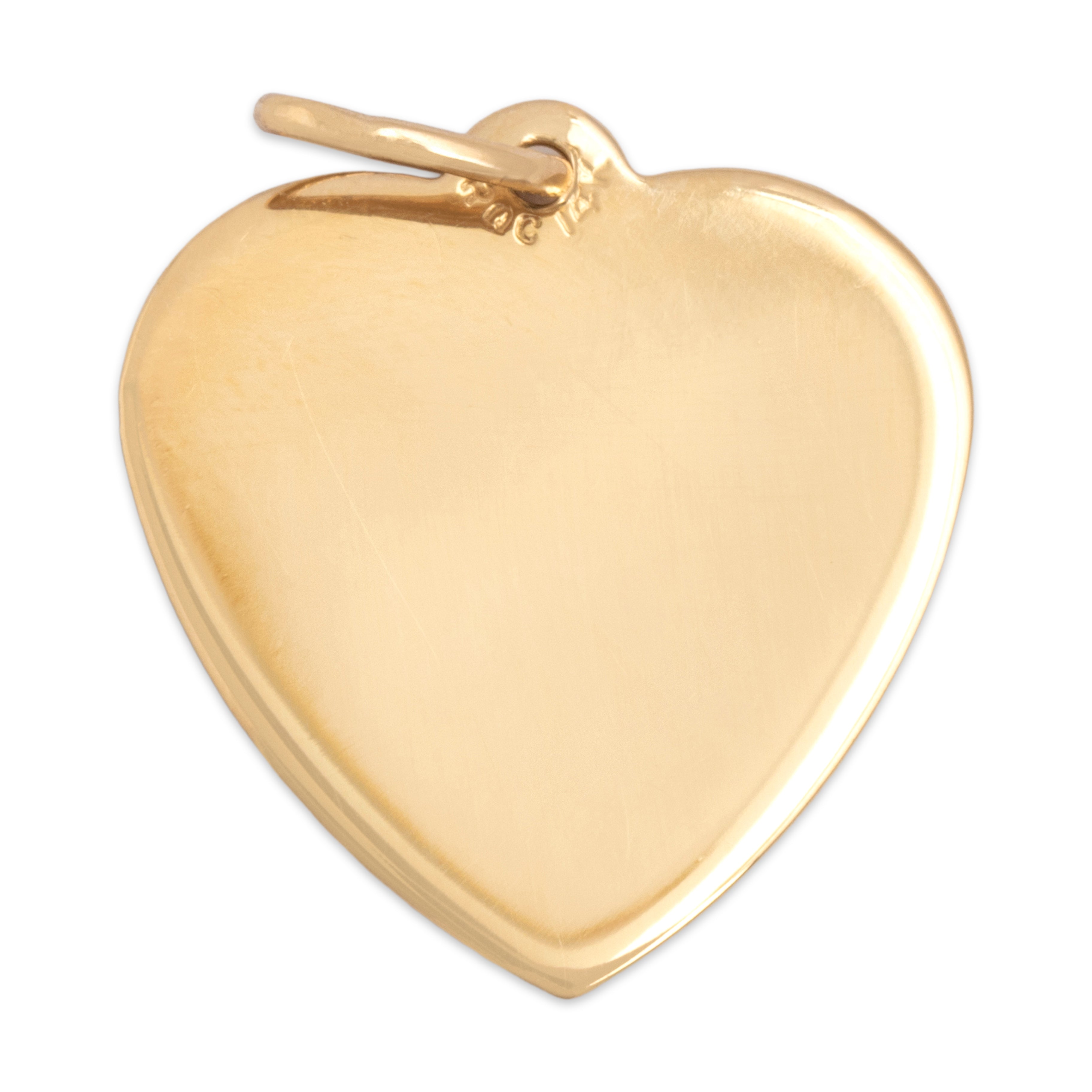 Vintage Lightweight 14k Yellow Gold Gleaming Geometric Heart Charm / Pendant - Back view