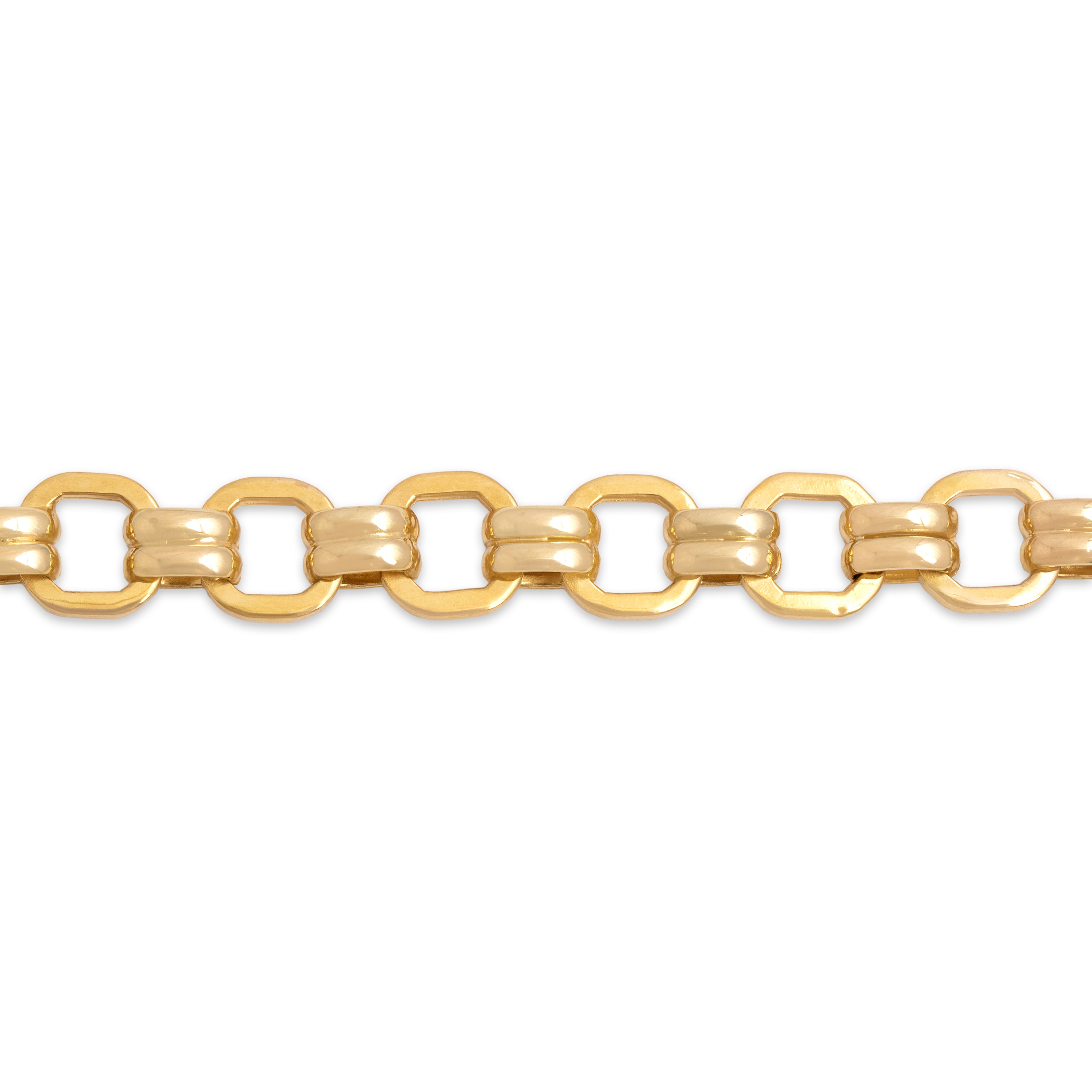Vintage Italian 14k Yellow Gold 1.38cttw Blue Sapphire Cabochon Toggle Square Link Bracelet - detail view #1