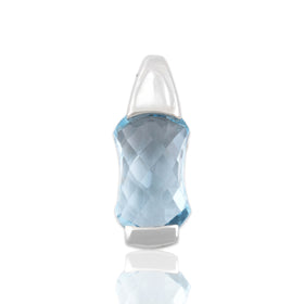 Vintage Italian 14k White Gold 3.48ct Blue Topaz Checkerboard Pendant