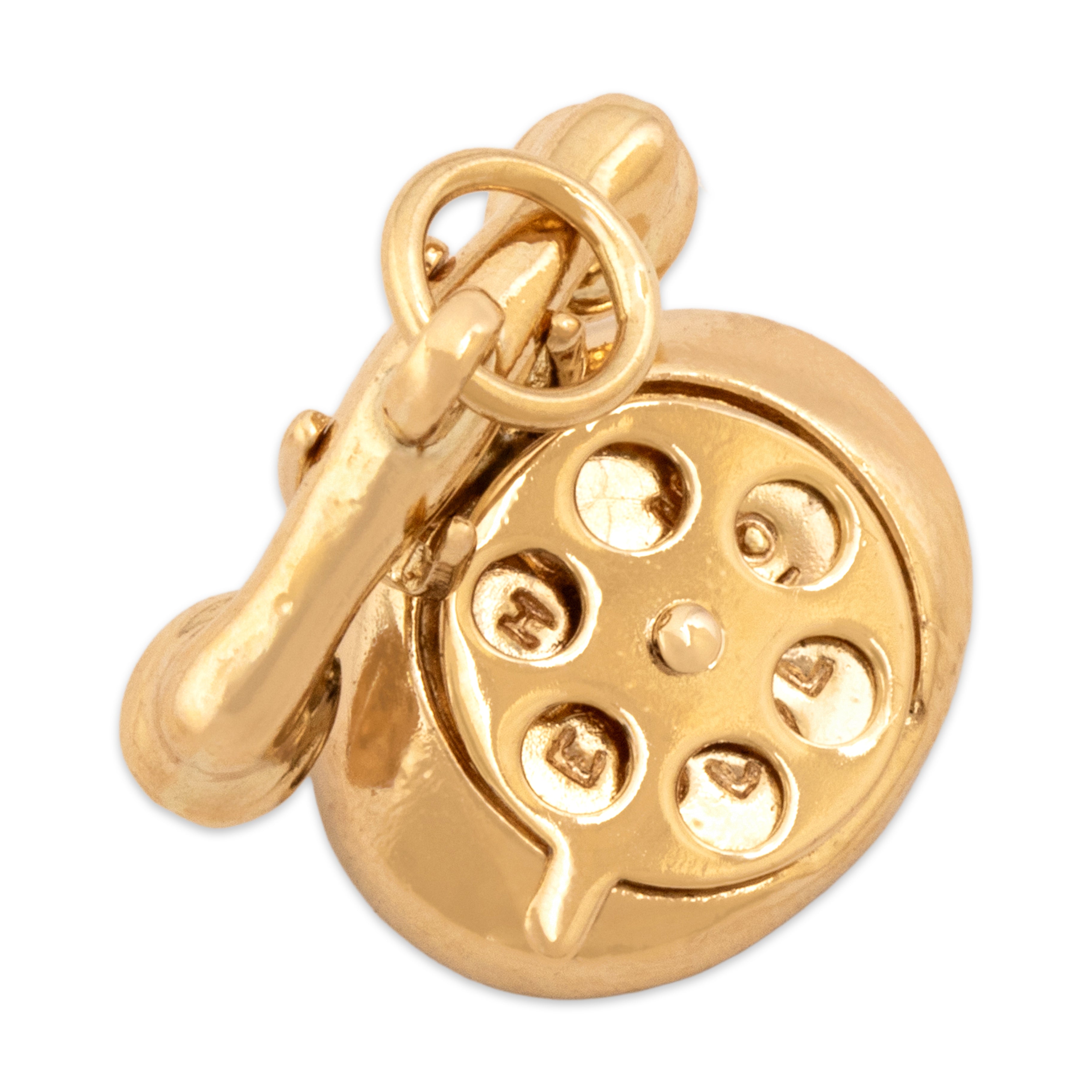 Vintage 14k Yellow Gold Spinning Dial Telephone Charm / Pendant - Overall view