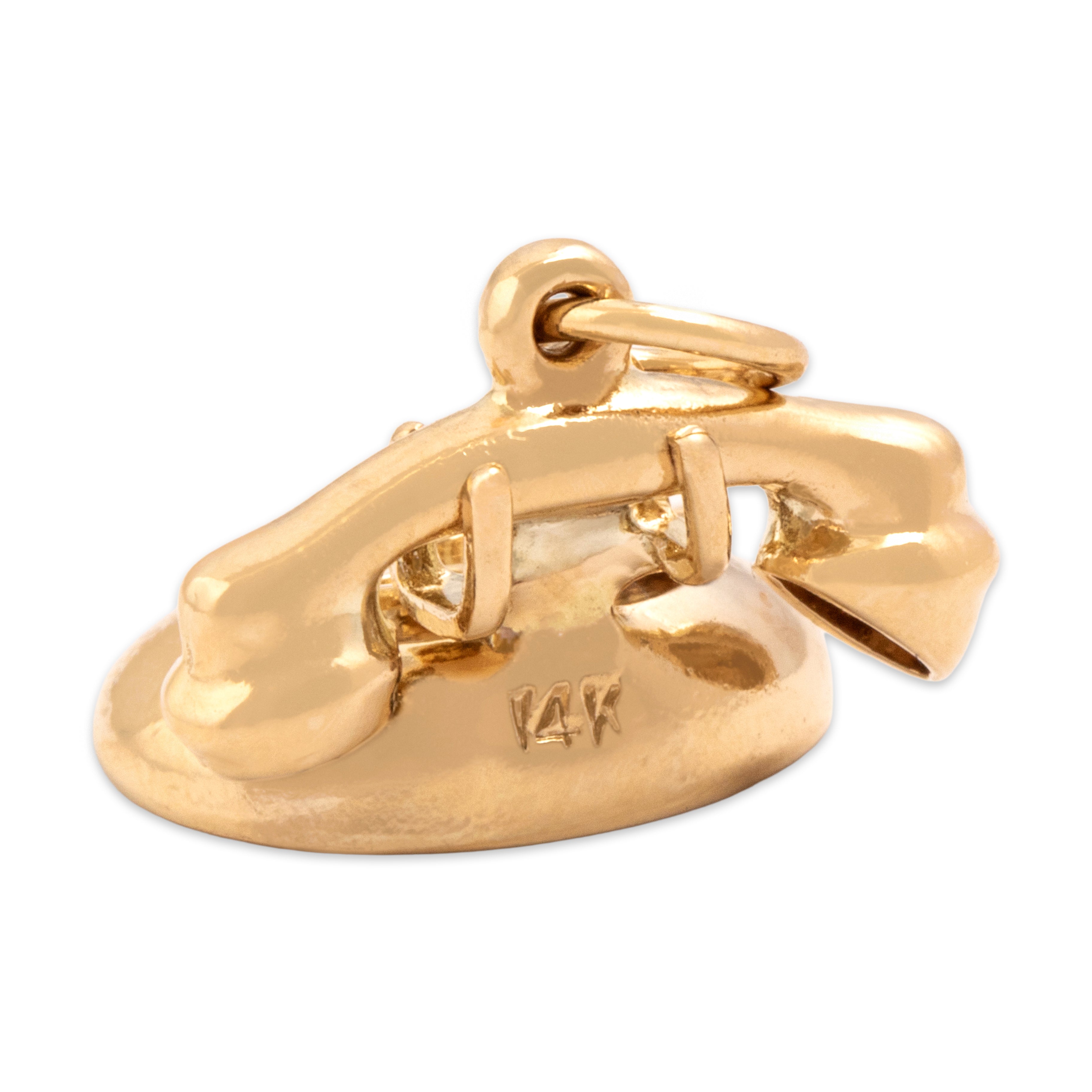 Vintage 14k Yellow Gold Spinning Dial Telephone Charm / Pendant - Hallmark view