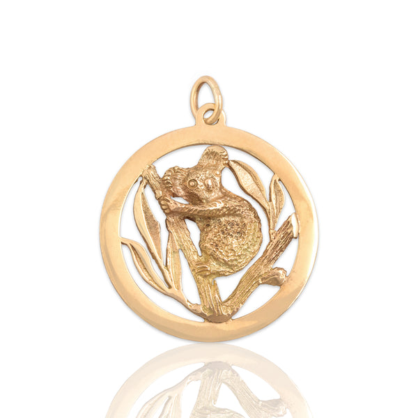 Vintage 9k Yellow Gold Adorable Climbing Koala Charm / Pendant