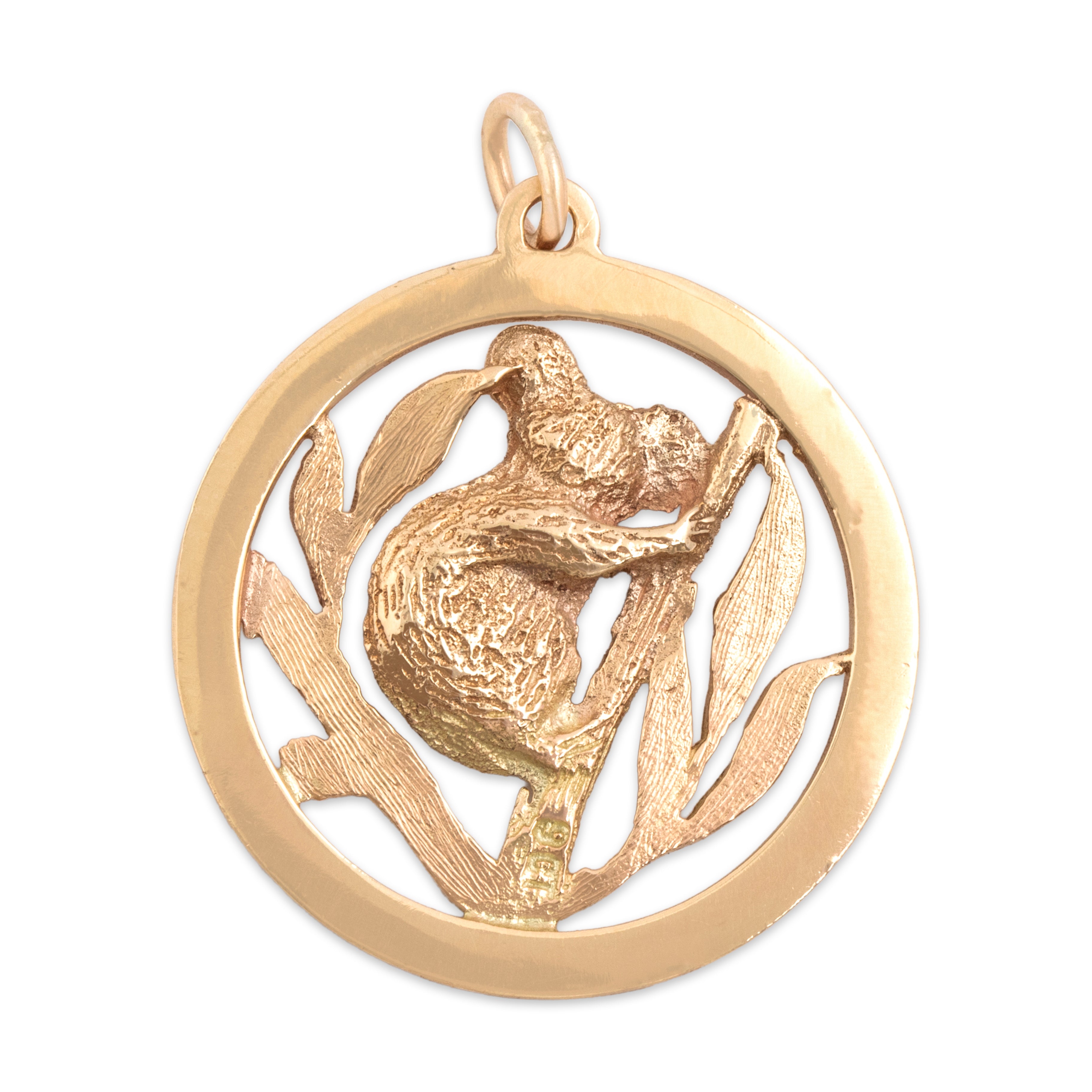 Vintage 9k Yellow Gold Adorable Climbing Koala Charm / Pendant - Back view