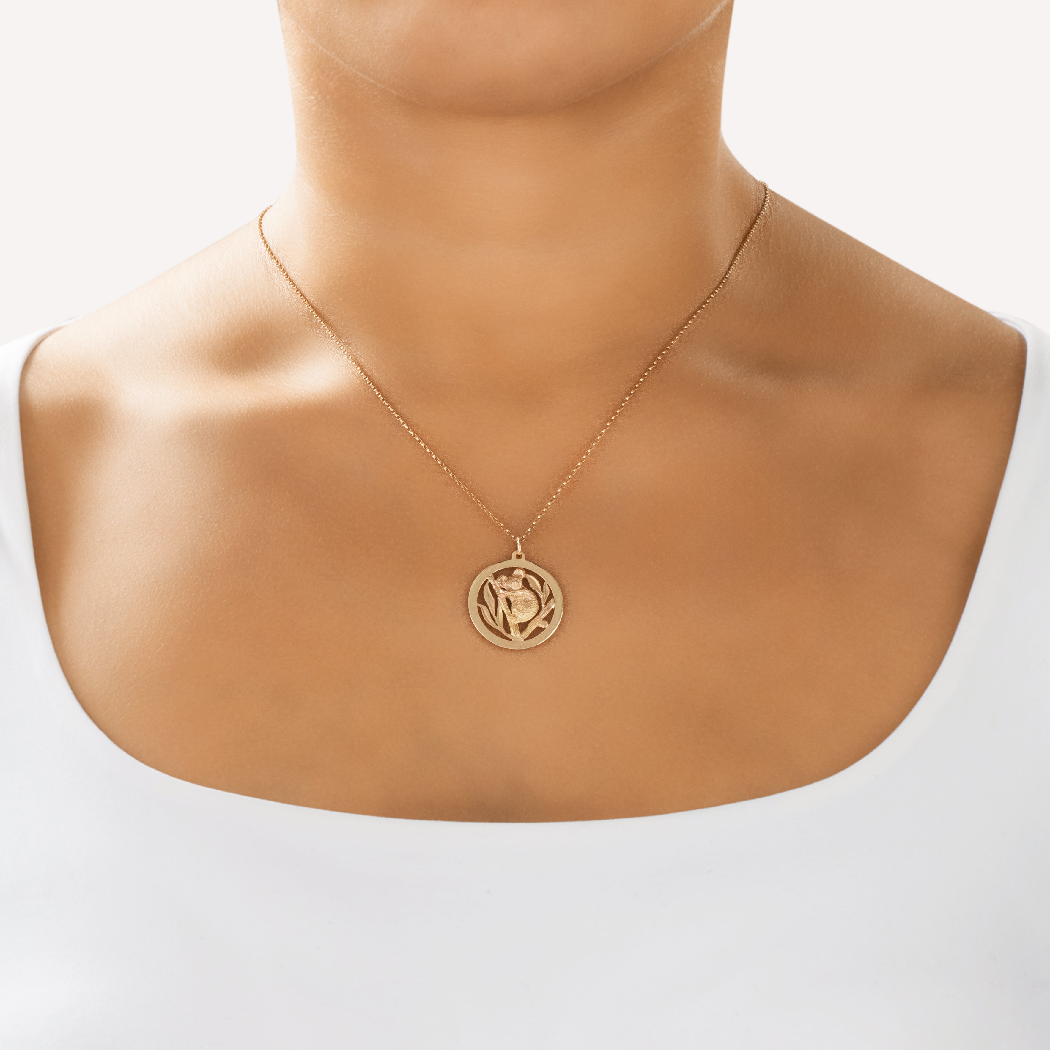 Vintage 9k Yellow Gold Adorable Climbing Koala Charm / Pendant - On model view