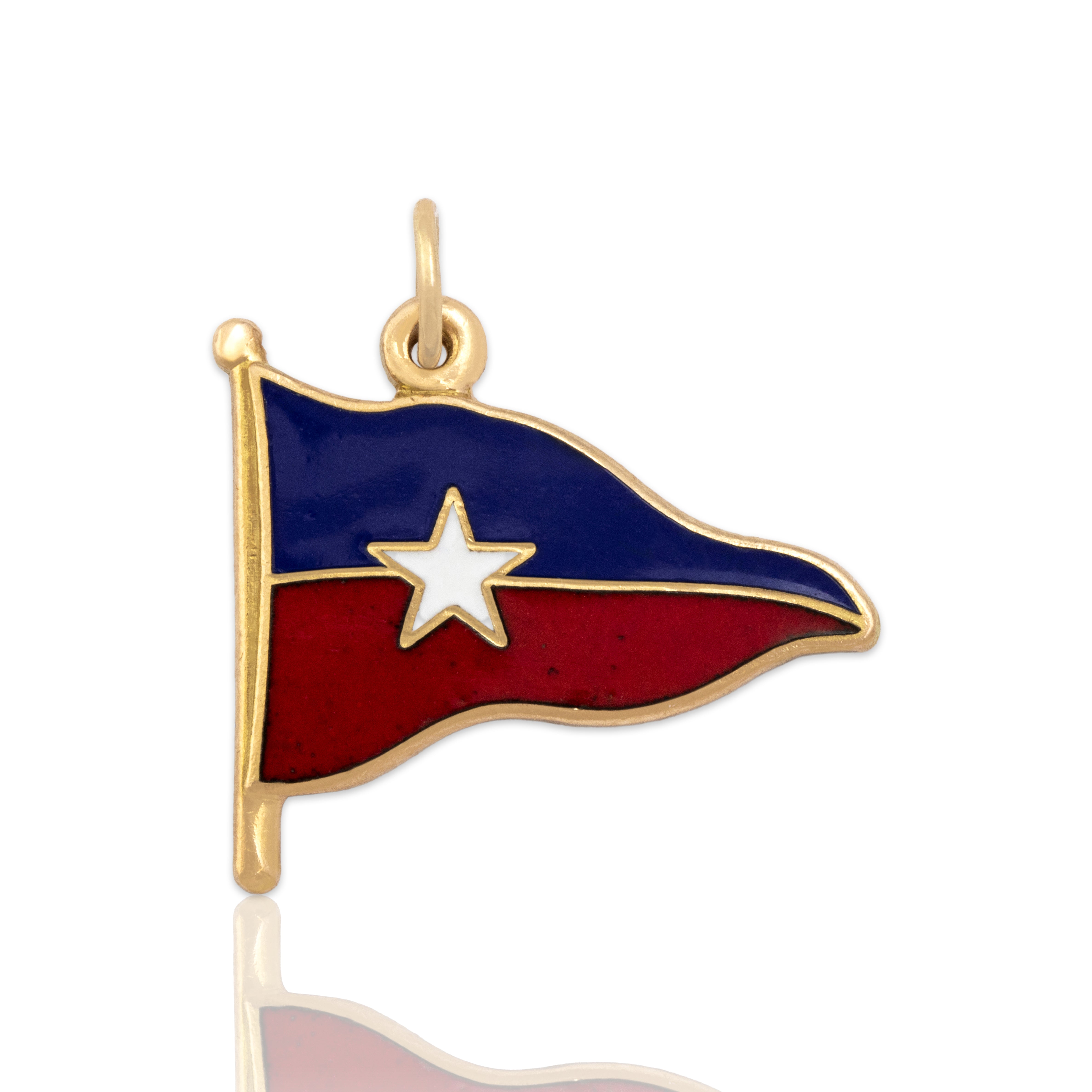 Vintage 14k Yellow Gold Enamel Pleon Yacht Club Burgee Charm / Pendant - Close-up view