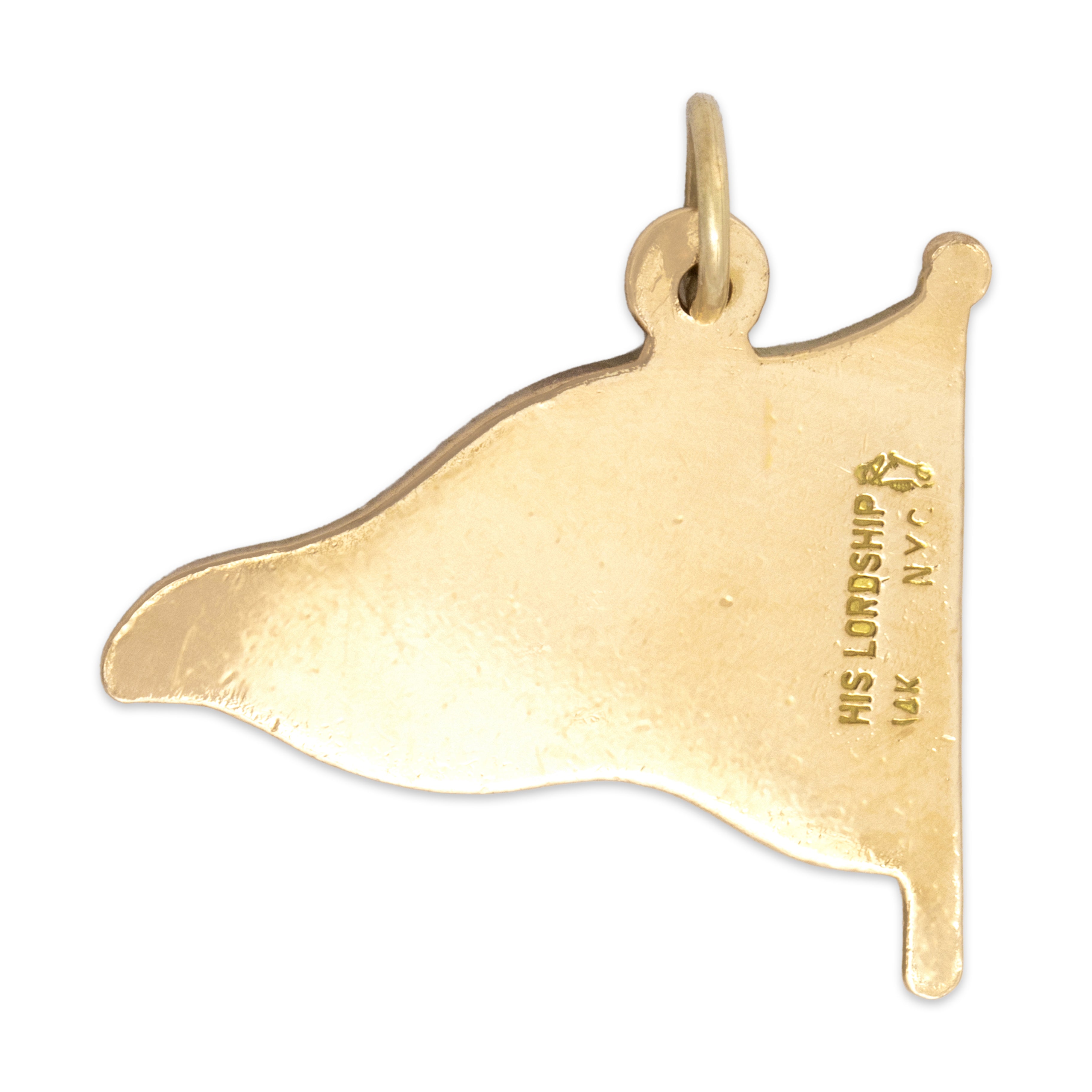 Vintage 14k Yellow Gold Enamel Pleon Yacht Club Burgee Charm / Pendant - Back view