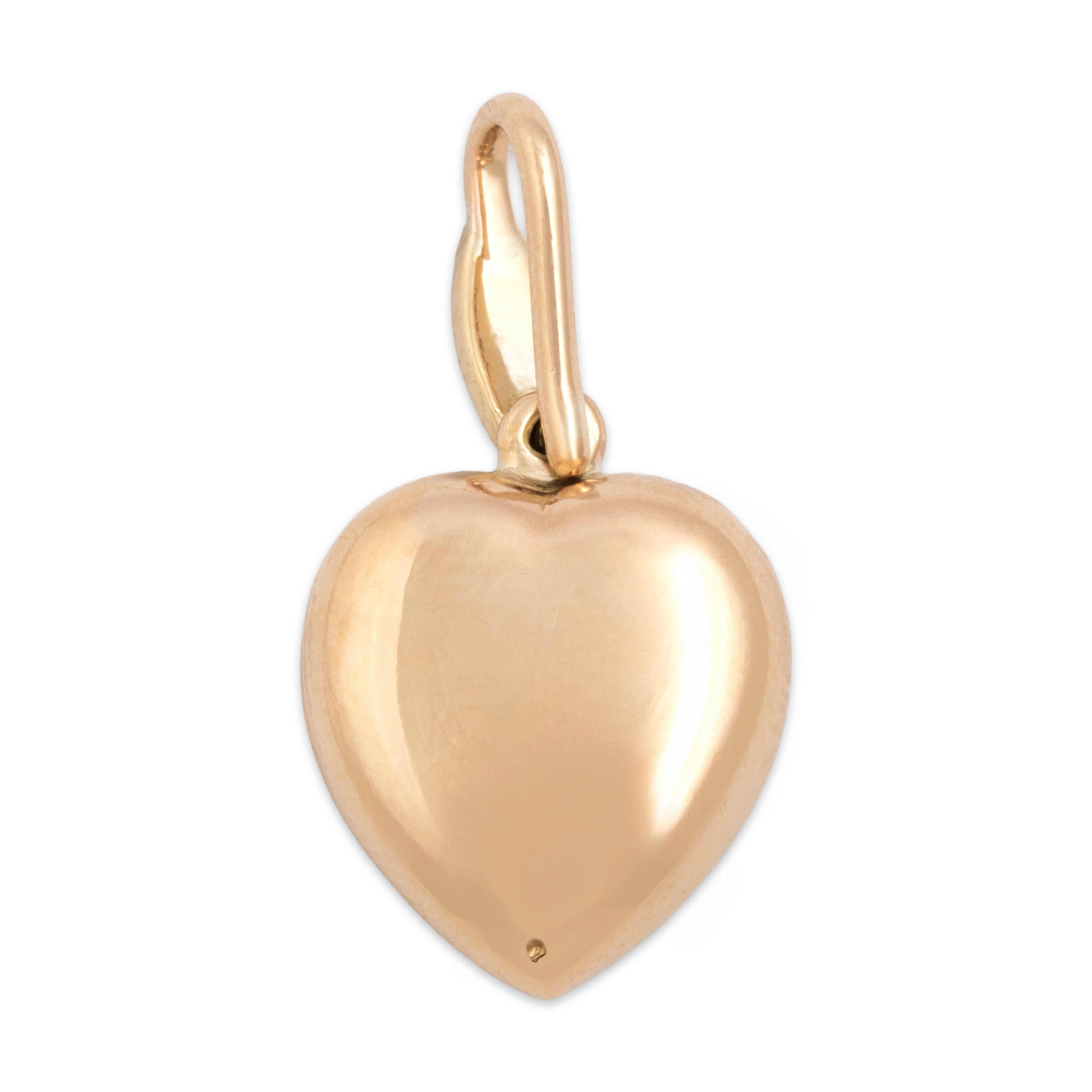 Antique 14k Rosy Yellow Gold Pearl Romantic Lustrous Heart Pendant - Back view