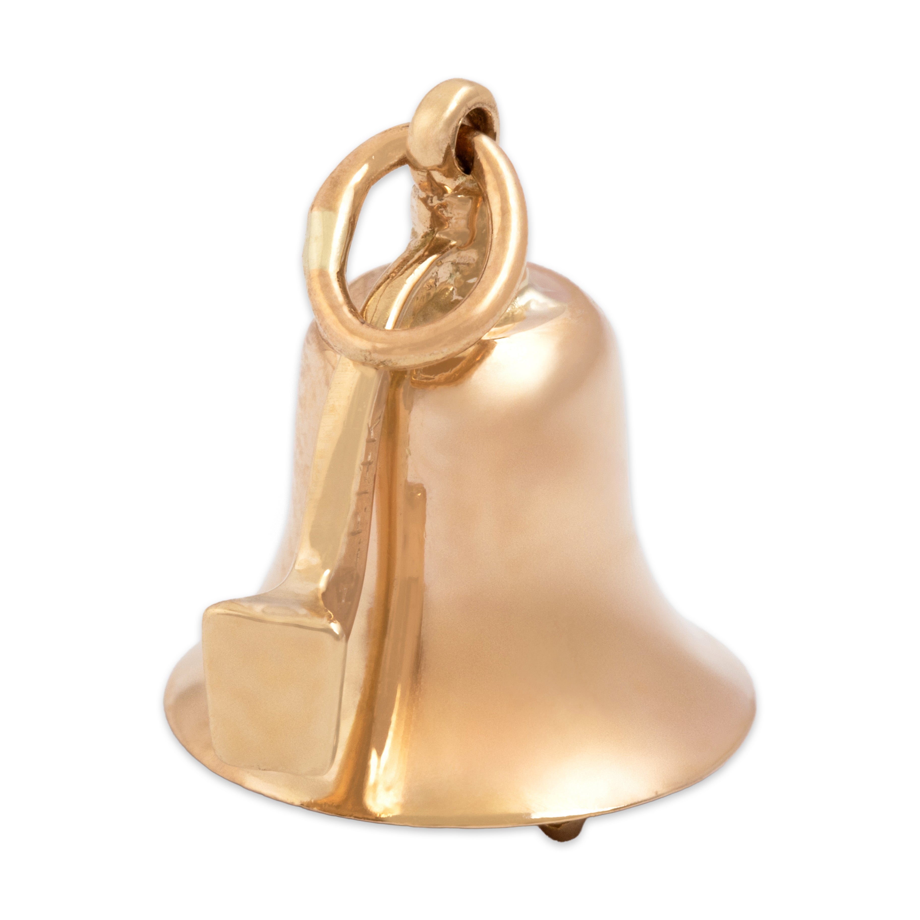 Vintage 14k Rosy Yellow Gold Bright Ringing Bell Charm / Pendant - detail view #2