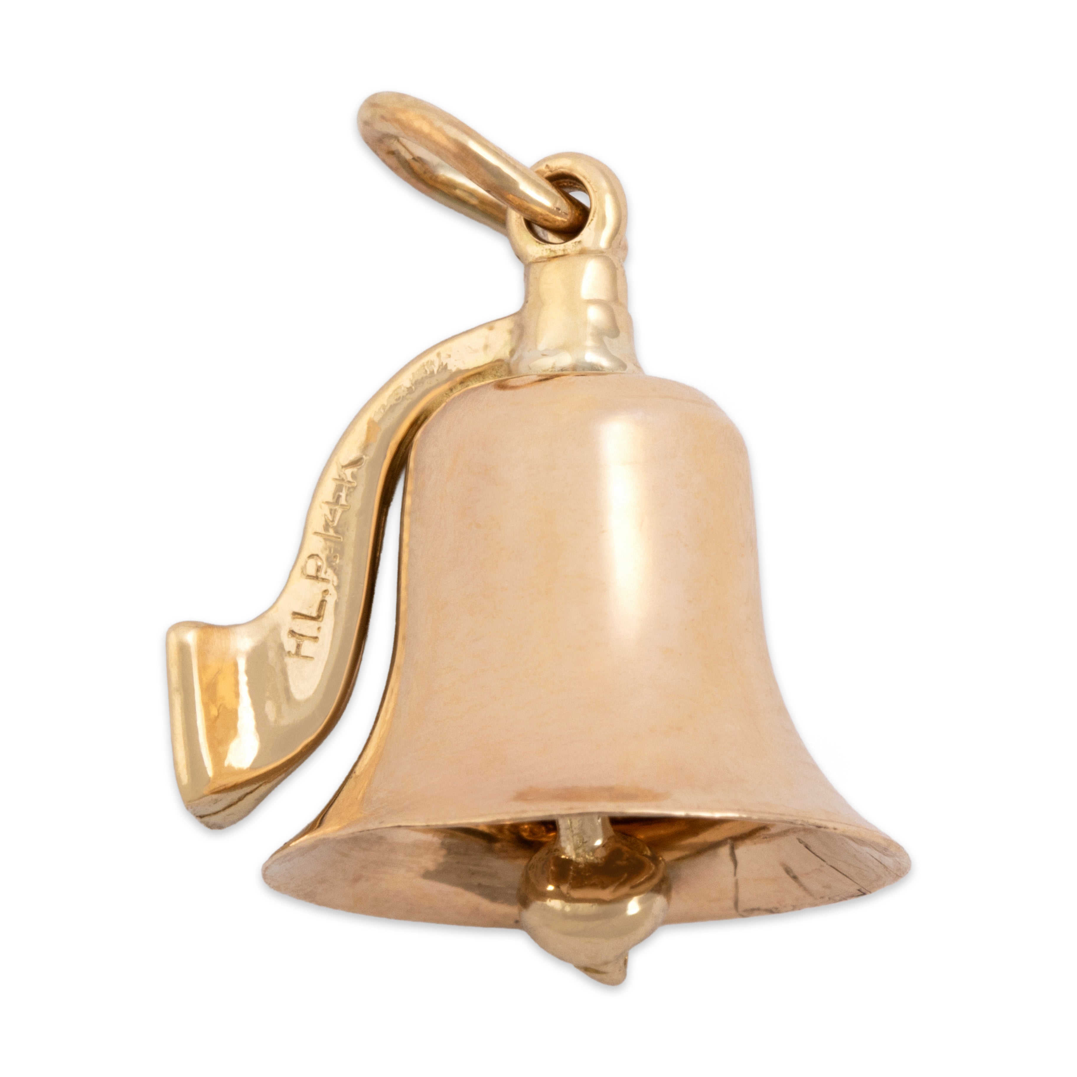 Vintage 14k Rosy Yellow Gold Bright Ringing Bell Charm / Pendant - Overall view