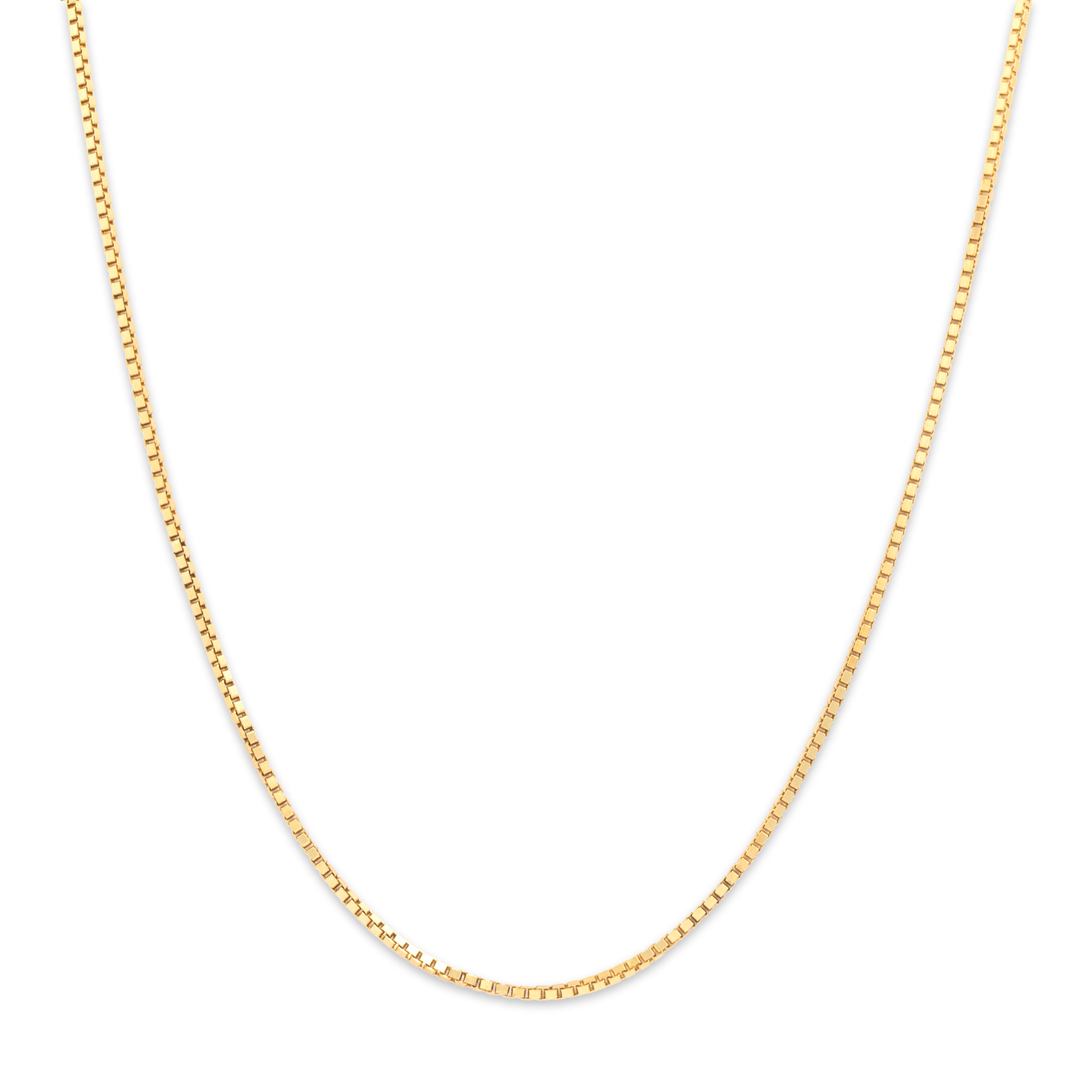 Vintage 18k Yellow Gold Quintessential Box Link 1.1mm Chain - Close-up view