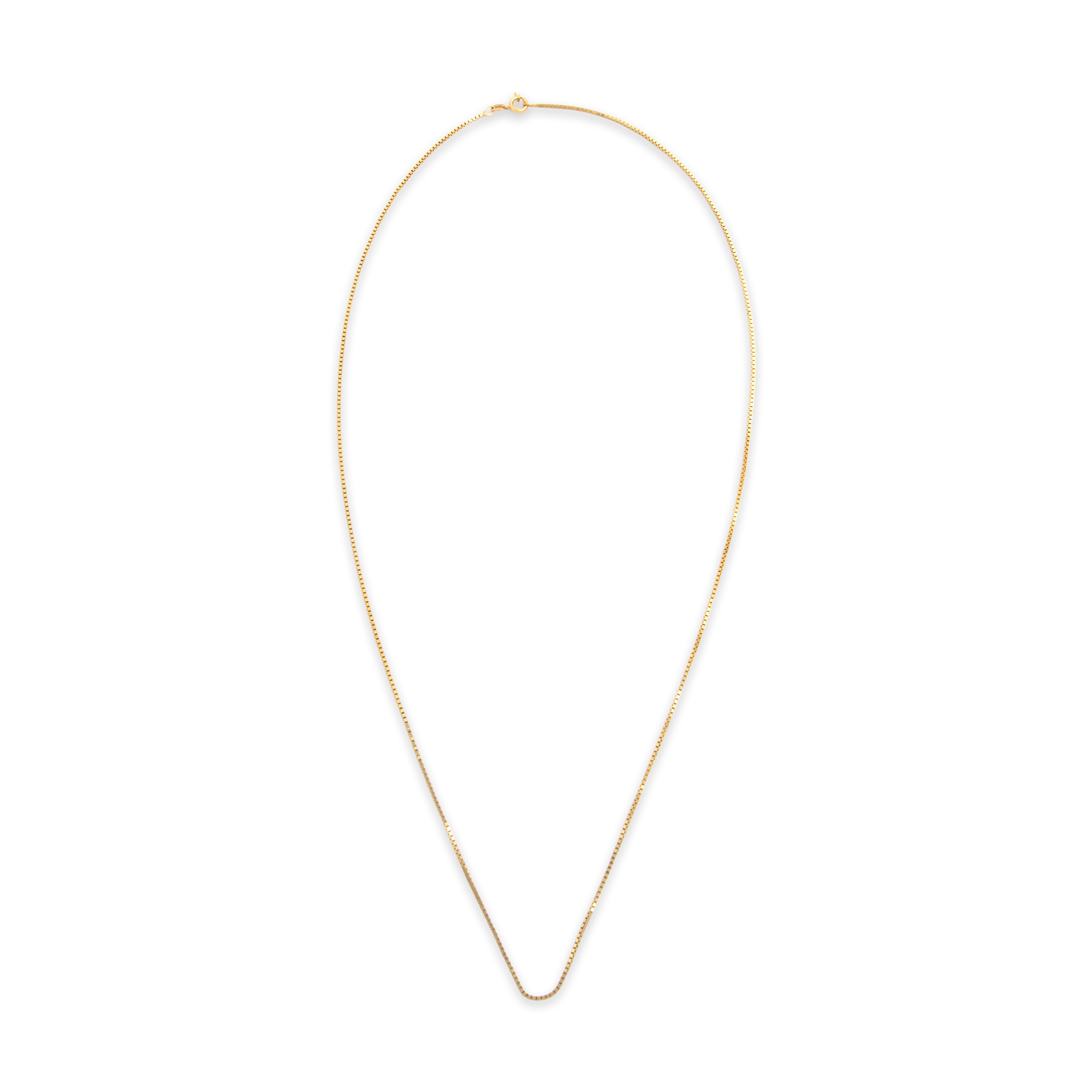 Vintage 18k Yellow Gold Quintessential Box Link 1.1mm Chain - Overall view