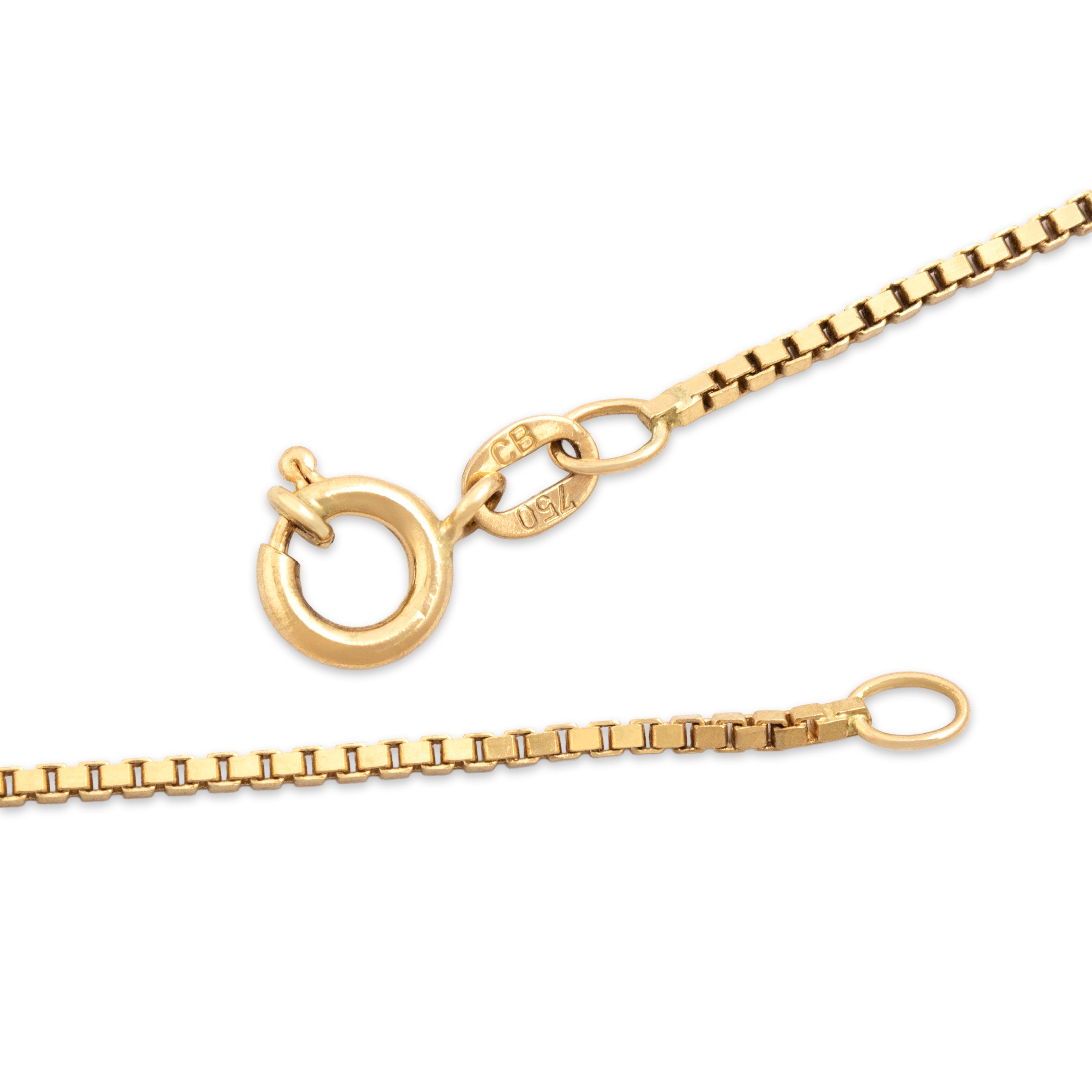Vintage 18k Yellow Gold Quintessential Box Link 1.1mm Chain - clasp view