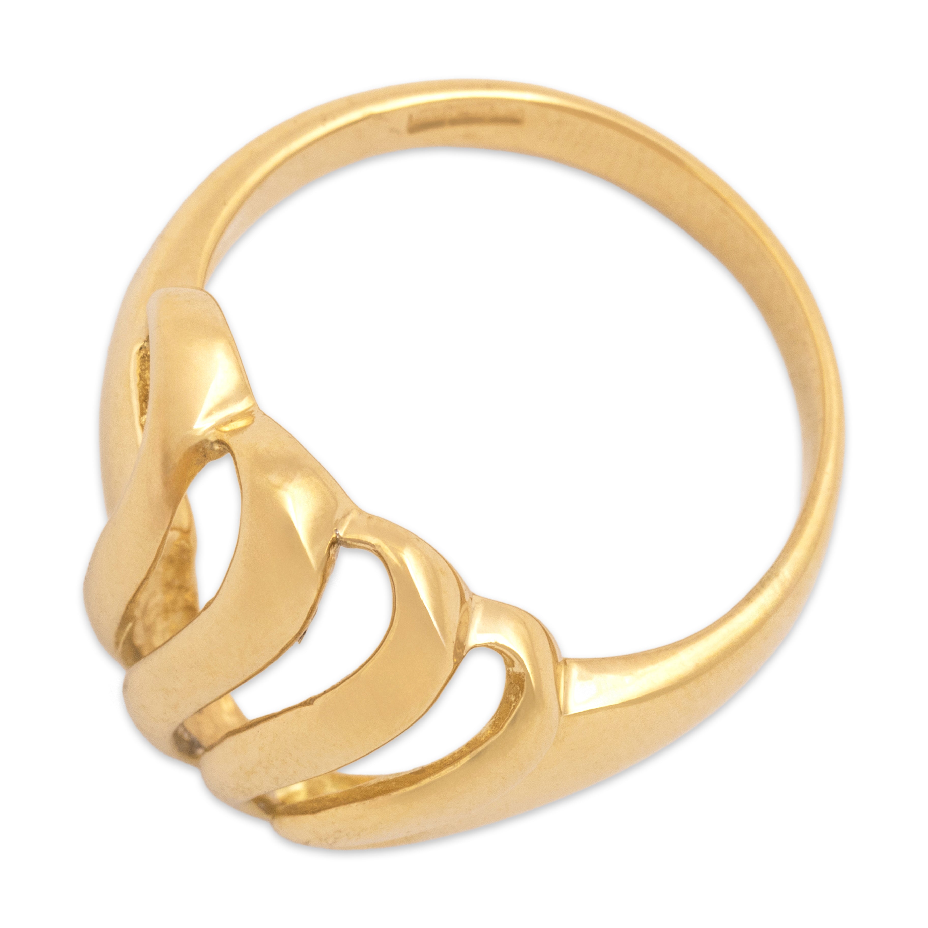 Vintage Egyptian 18k Yellow Gold Striking Swirling Shell Ring - Overall view