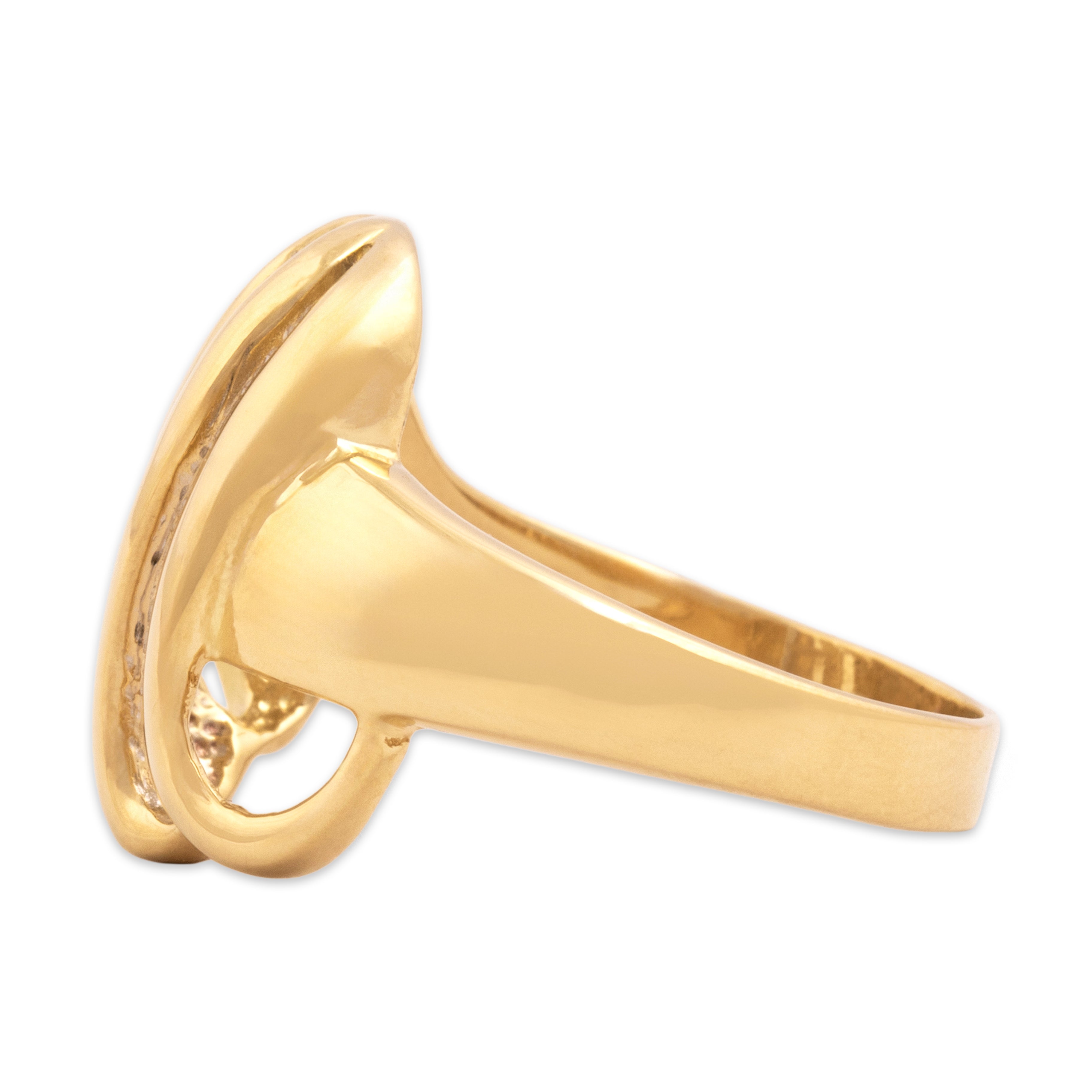 Vintage Egyptian 18k Yellow Gold Striking Swirling Shell Ring - Side view