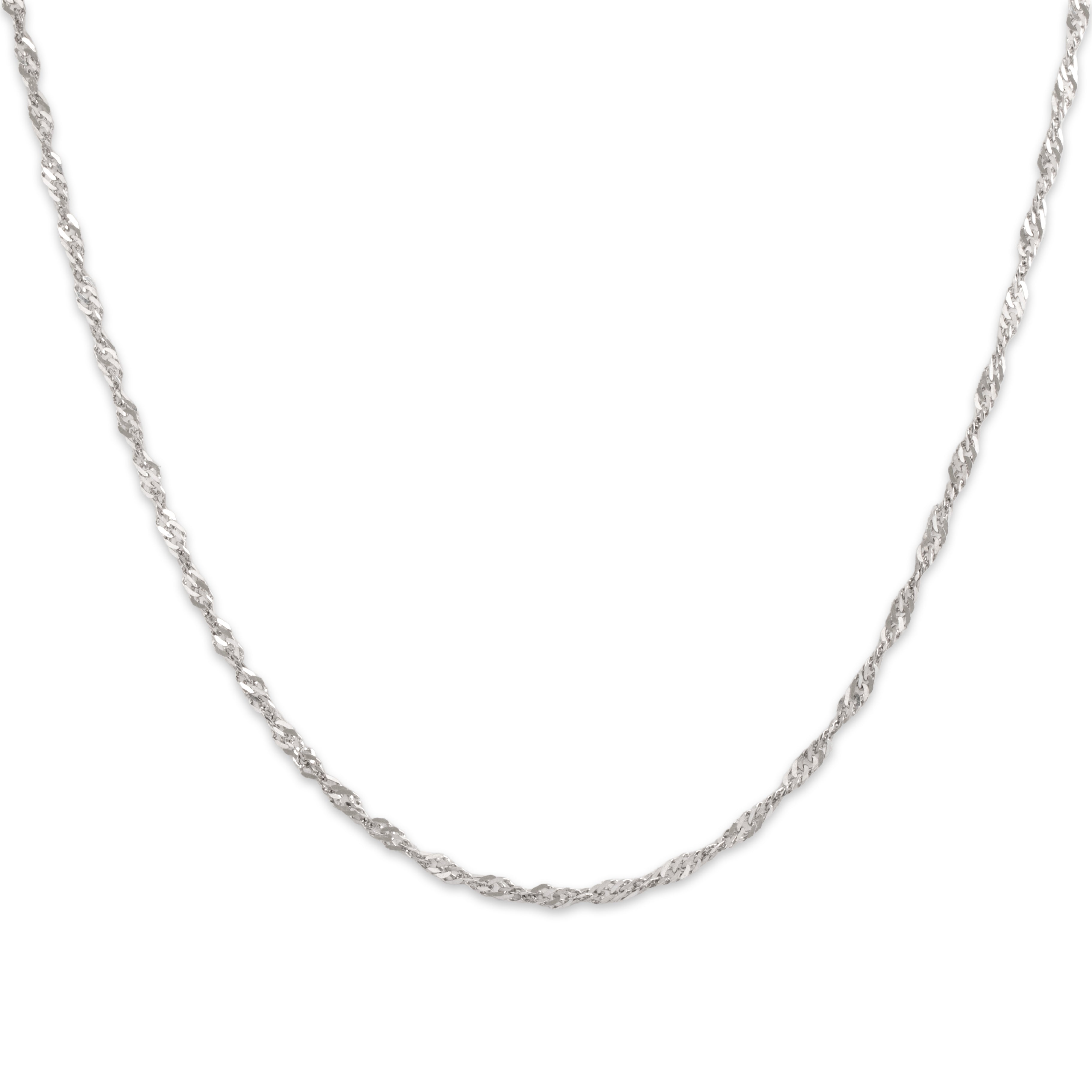 Vintage Italian 14k White Gold 1.8mm Delicate Twisting Curb Chain - Close-up view