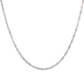 Vintage Italian 14k White Gold 1.8mm Delicate Twisting Curb Chain 16.25"