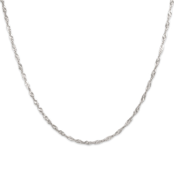Vintage Italian 14k White Gold 1.8mm Delicate Twisting Curb Chain 16.25