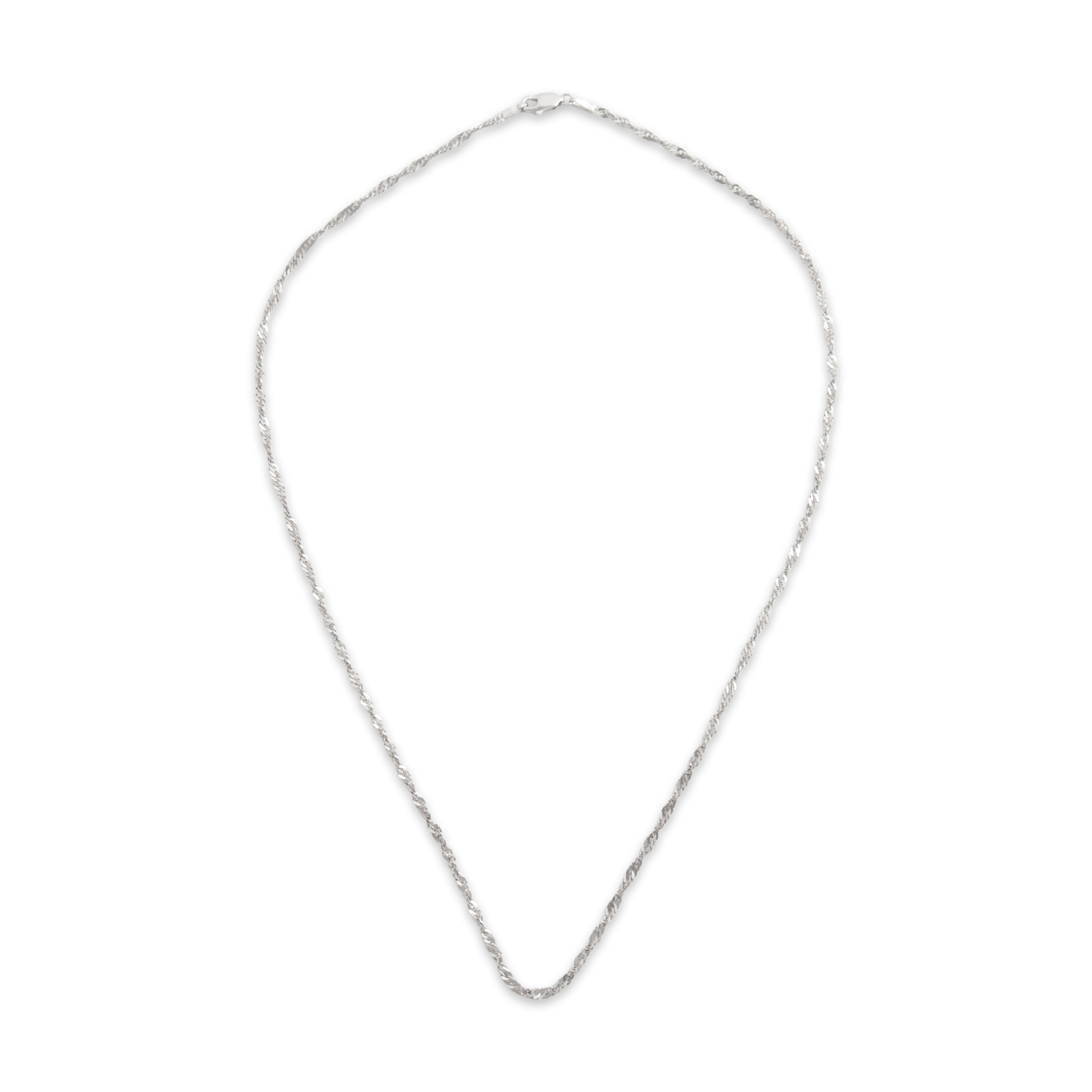 Vintage Italian 14k White Gold 1.8mm Delicate Twisting Curb Chain - Overall view