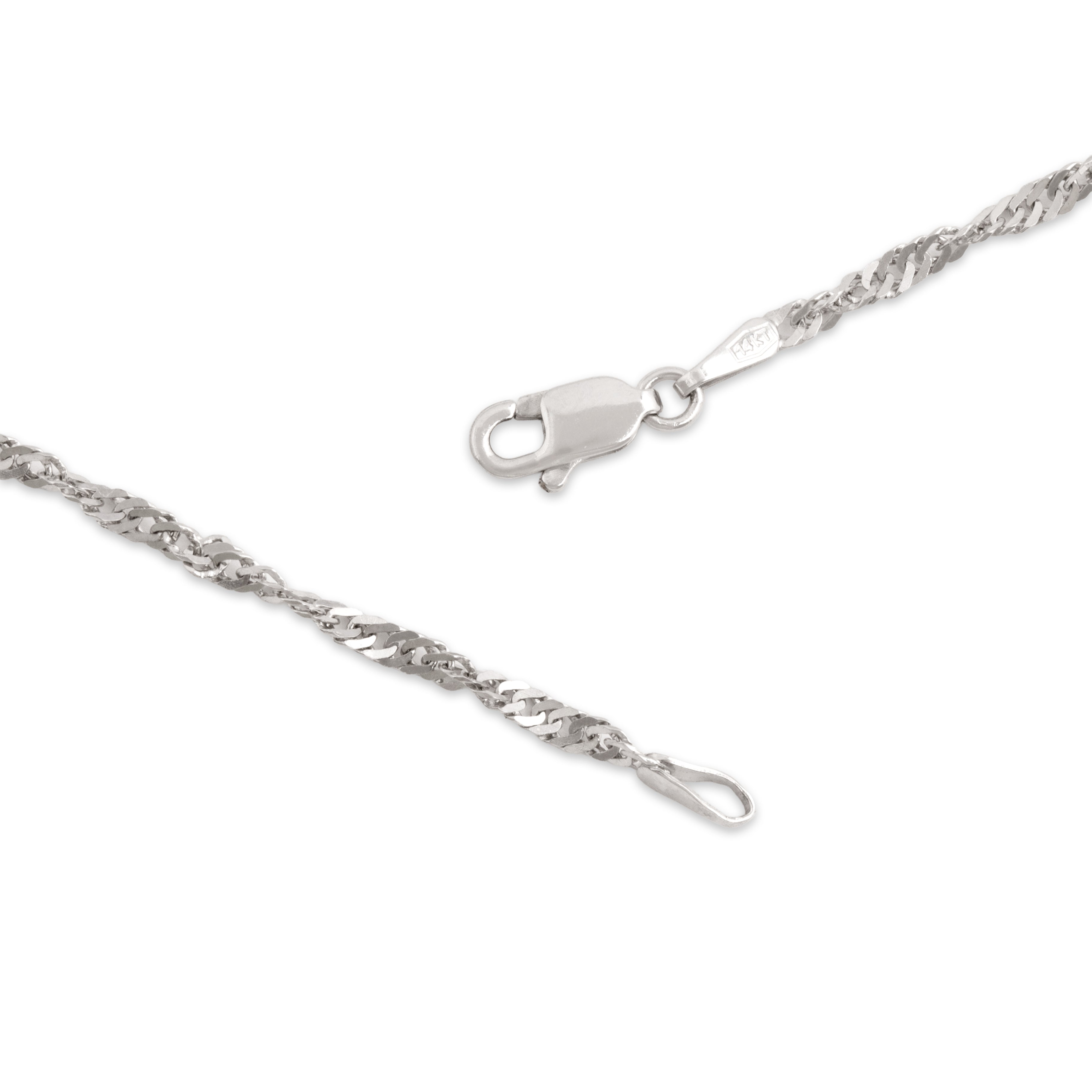 Vintage Italian 14k White Gold 1.8mm Delicate Twisting Curb Chain - clasp view