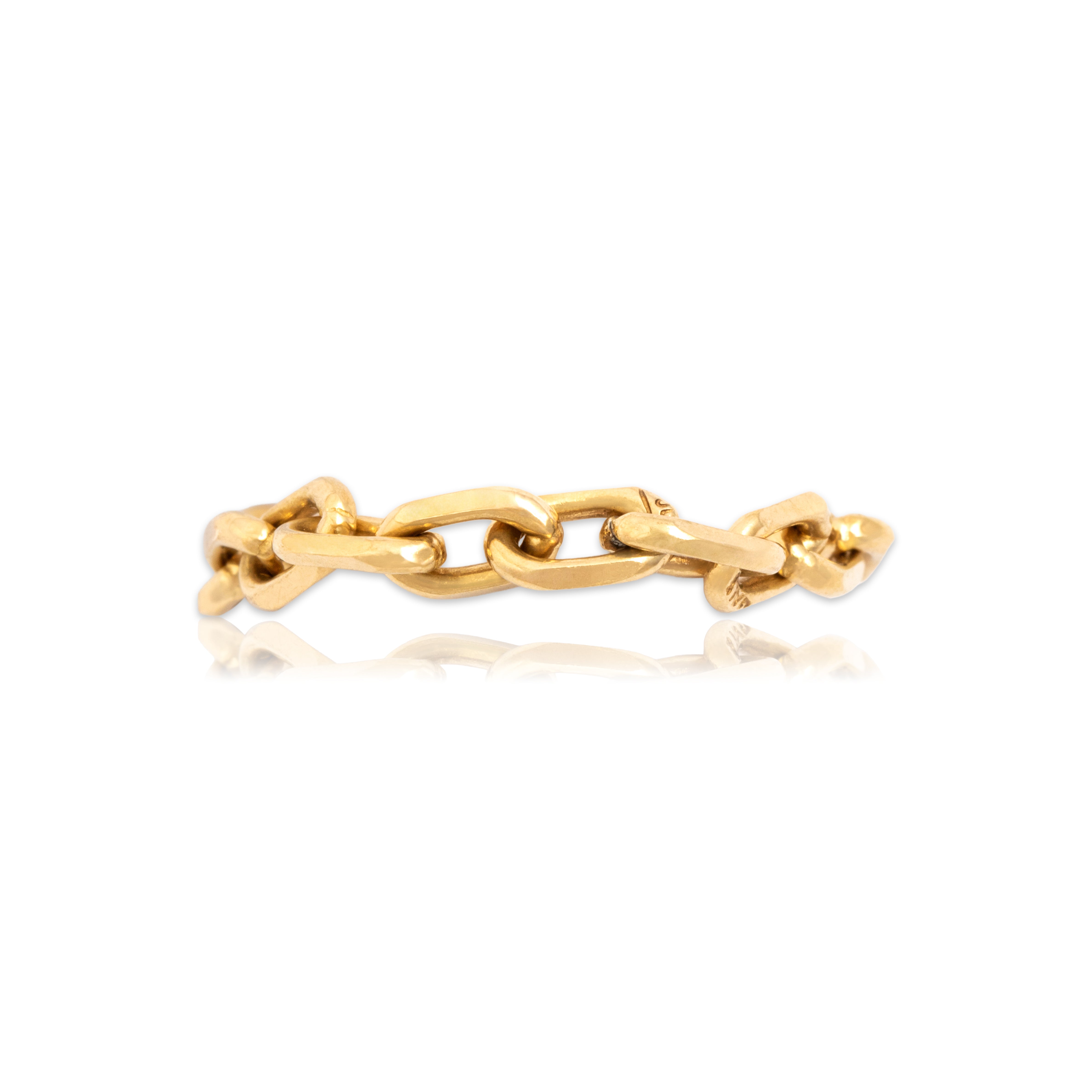 Vintage 18k Yellow Gold Flexible Chain Ring - Close-up view