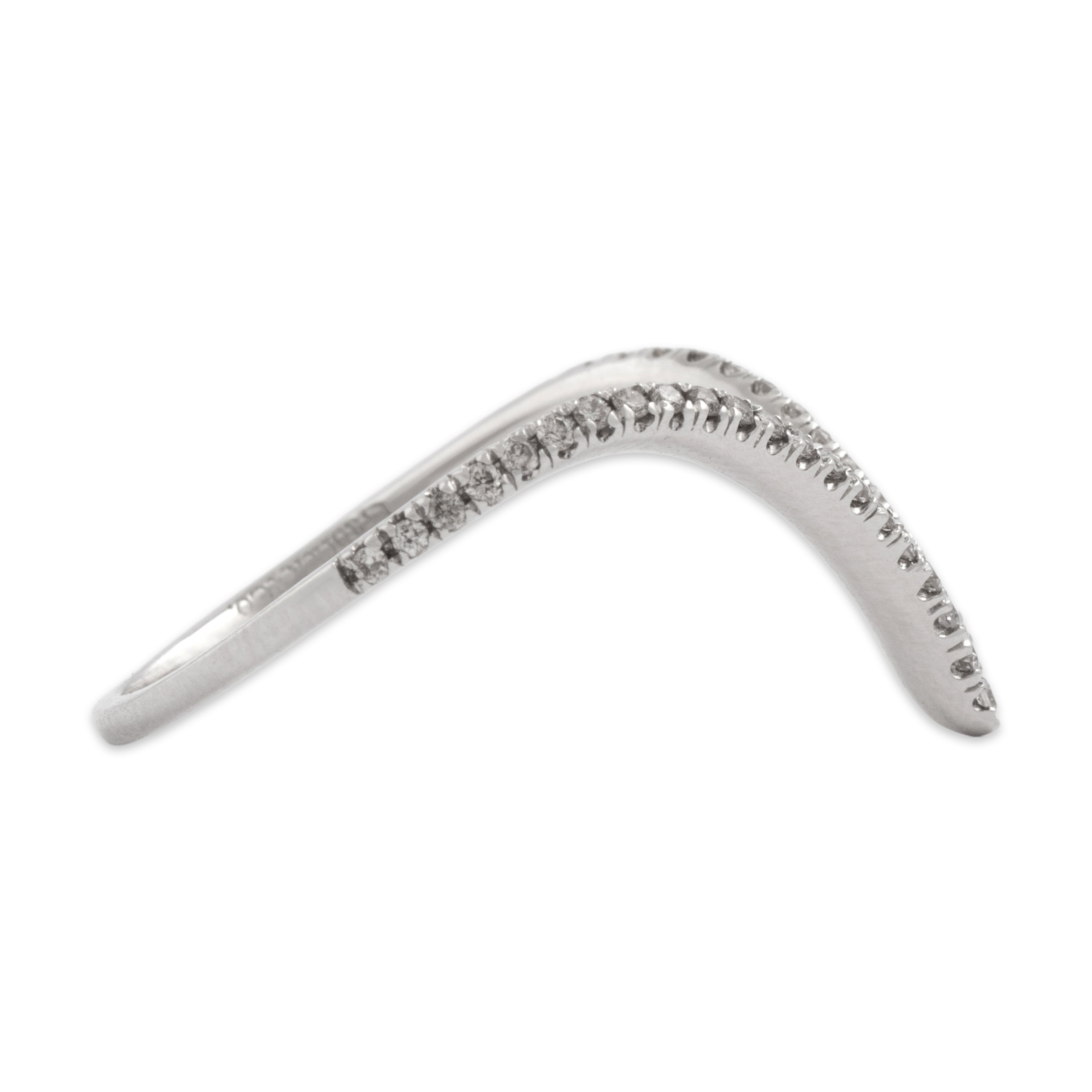 Estate Gabriel And Co. 14k White Gold [Custom Carat] Sleek Sharp Chevron Ring - Side view