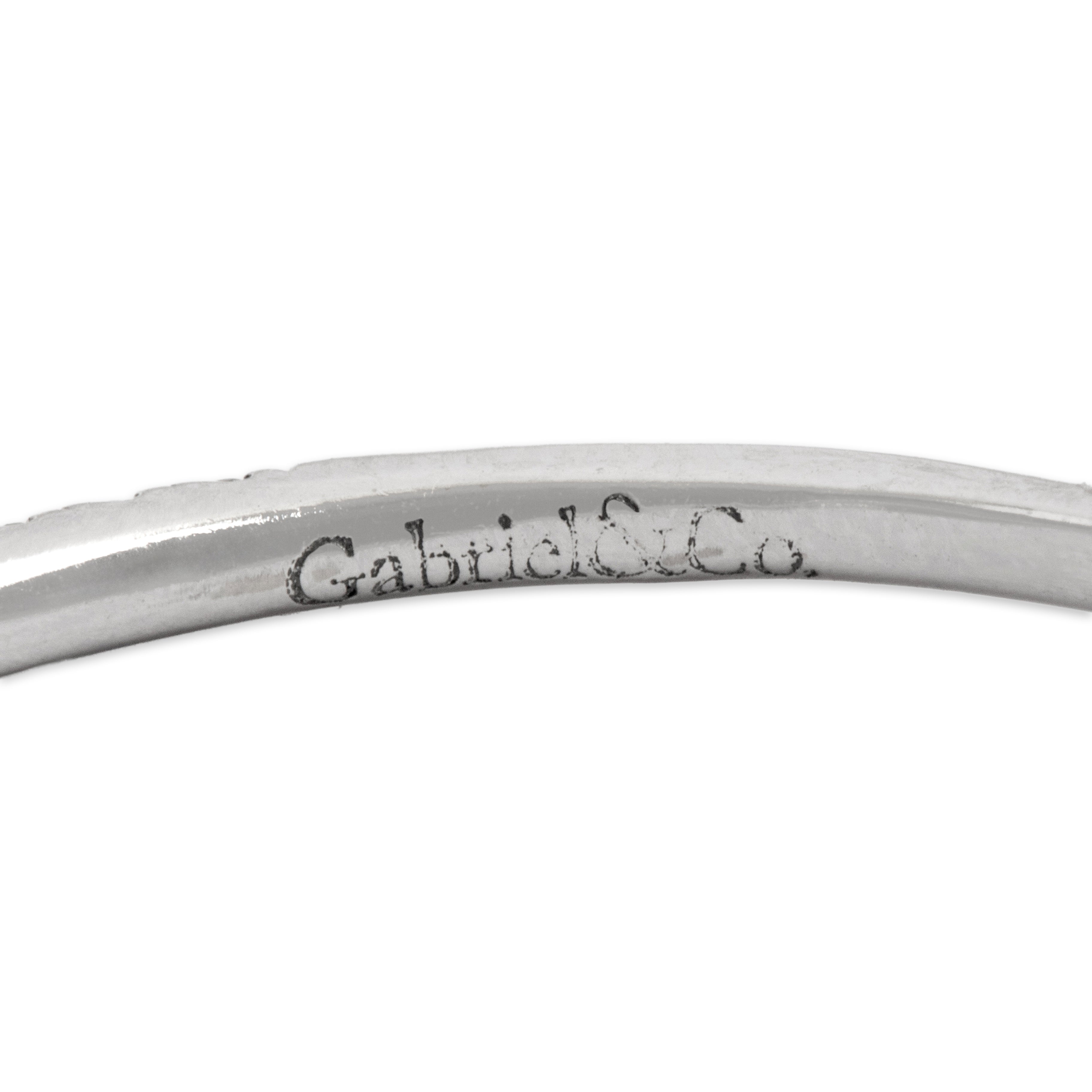 Estate Gabriel And Co. 14k White Gold [Custom Carat] Sleek Sharp Chevron Ring - Hallmark view
