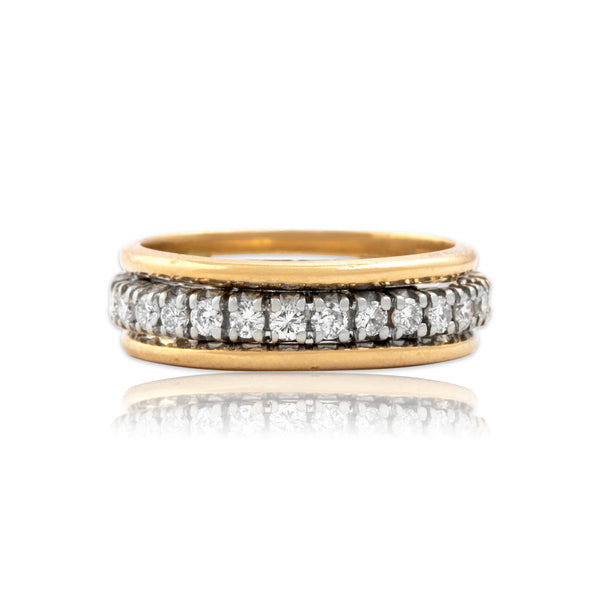 Vintage 14k Yellow & White Gold .74cttw Diamond Glittering Eternity Band Ring 7.00