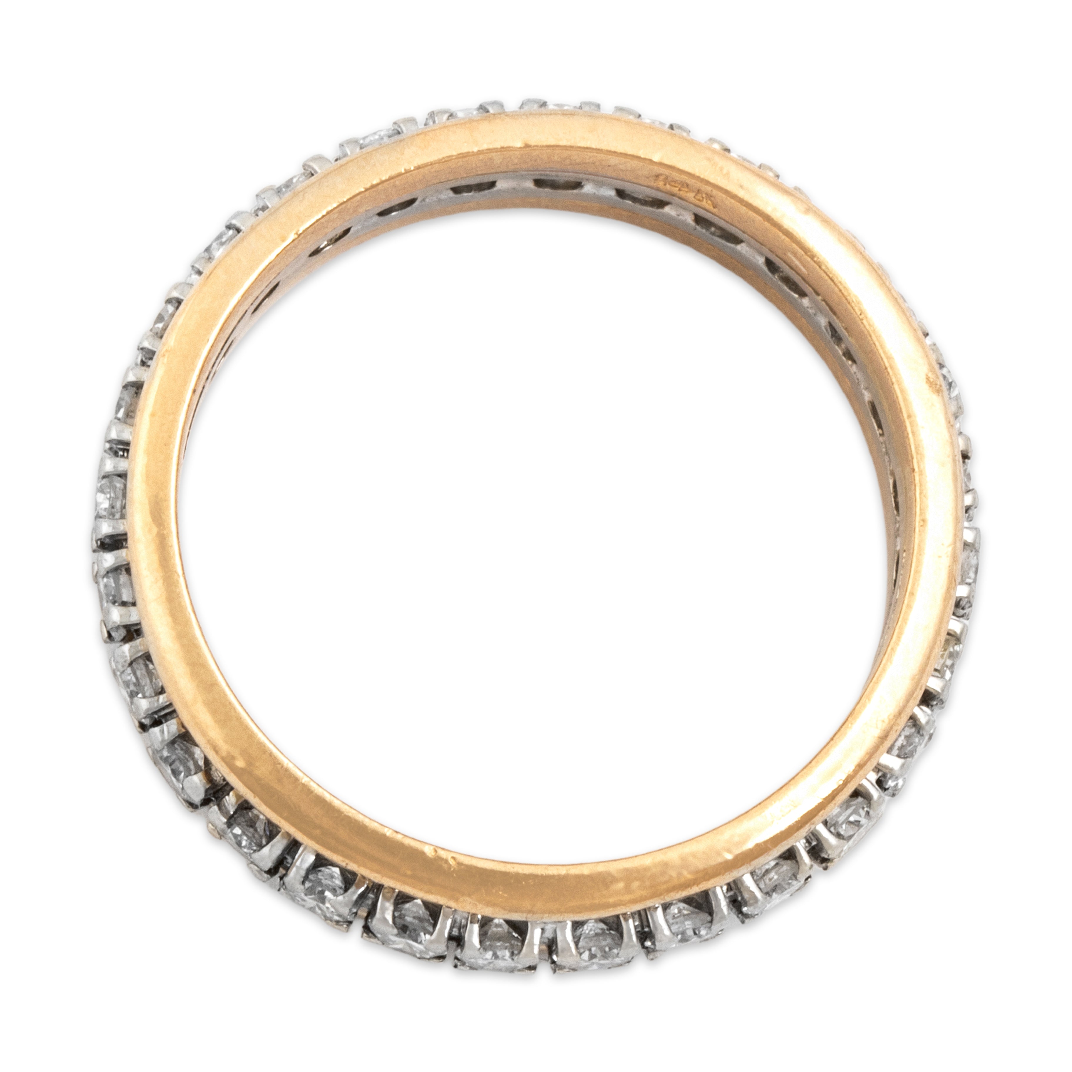 Vintage 14k Yellow & White Gold .74cttw Diamond Glittering Line Eternity Band Ring - detail view #1