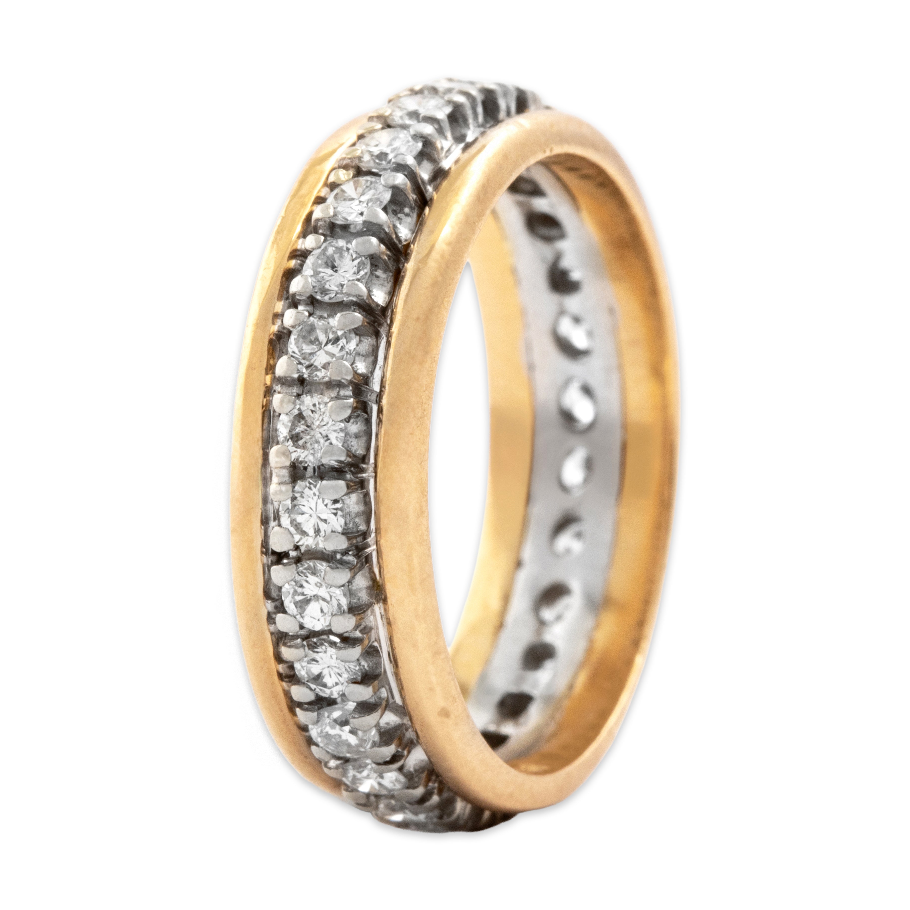 Vintage 14k Yellow & White Gold .74cttw Diamond Glittering Line Eternity Band Ring - Overall view