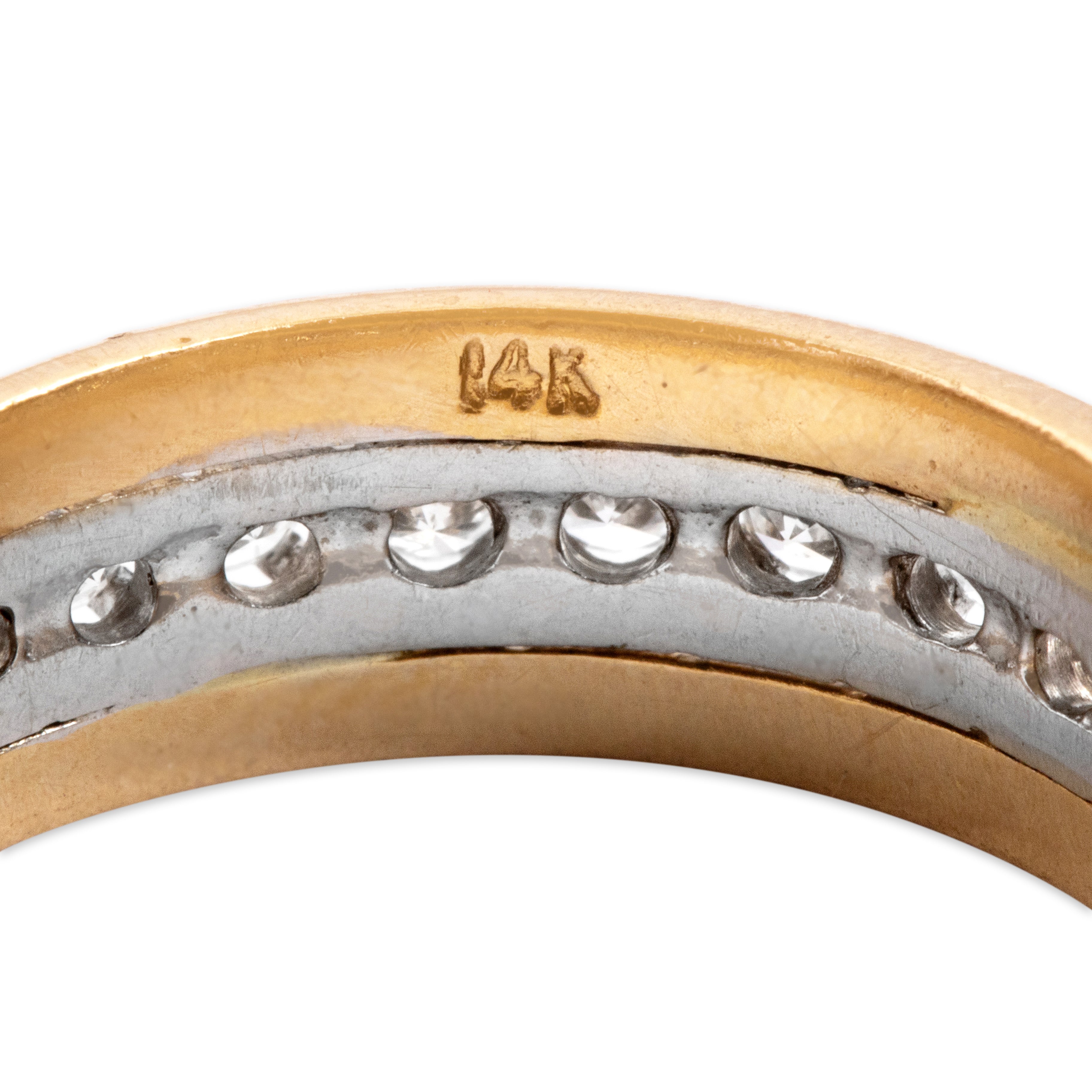 Vintage 14k Yellow & White Gold .74cttw Diamond Glittering Line Eternity Band Ring - Hallmark view