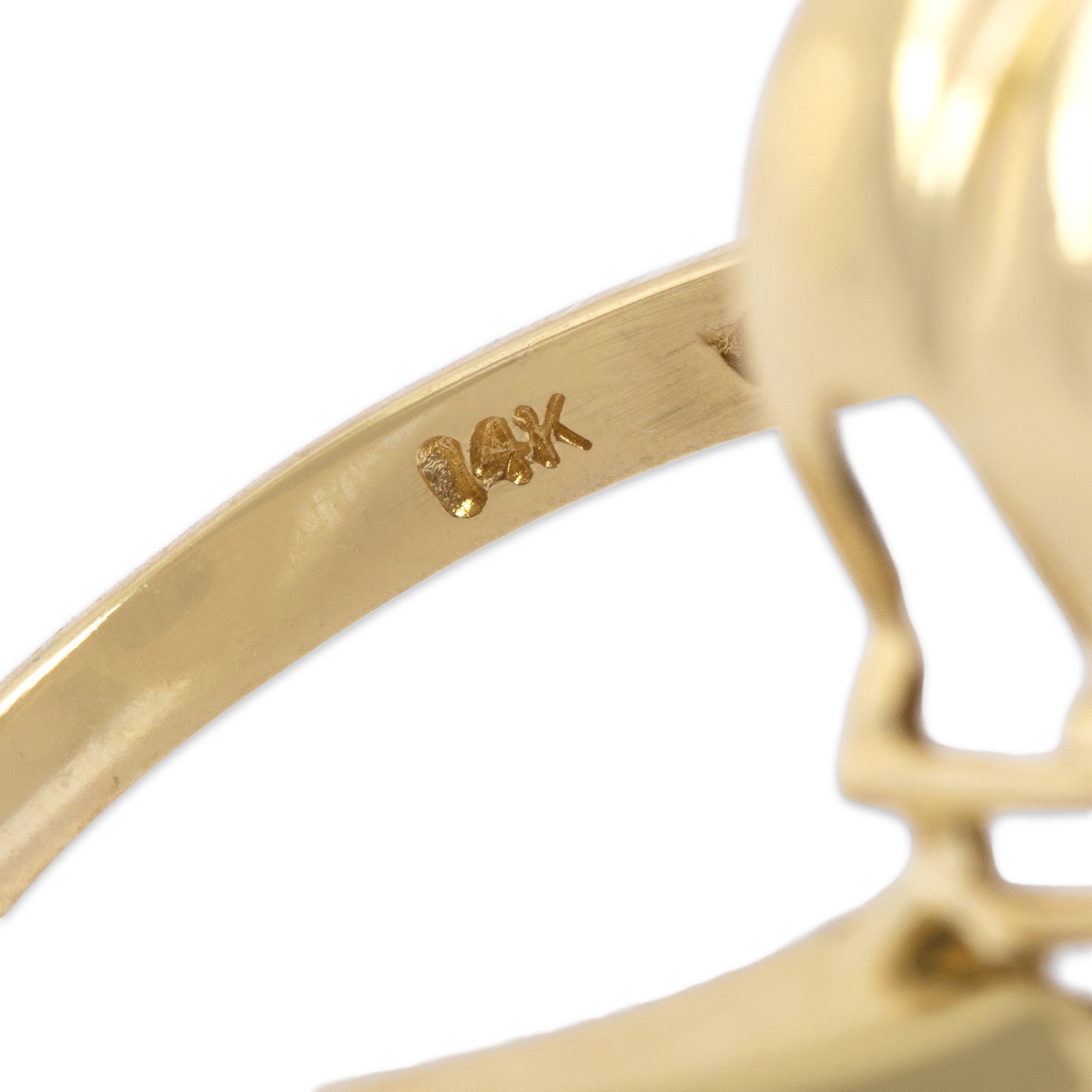 Vintage 14k Yellow Gold 1.89ct Onyx Diamond Bold Elongated Bypass Ring - Hallmark view