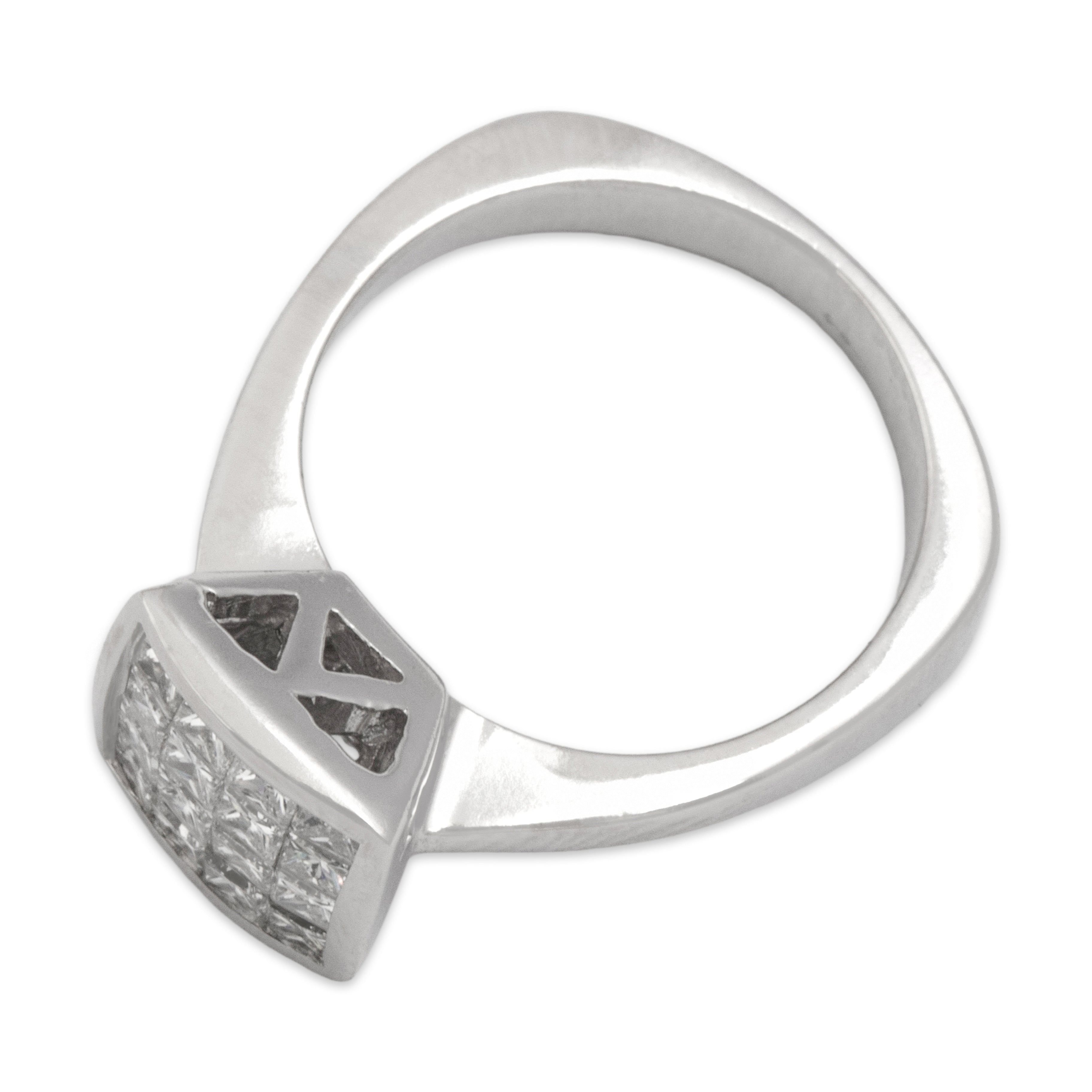 Vintage 14k White Gold .54cttw Diamond Sparkling Square Tile Ring - Overall view