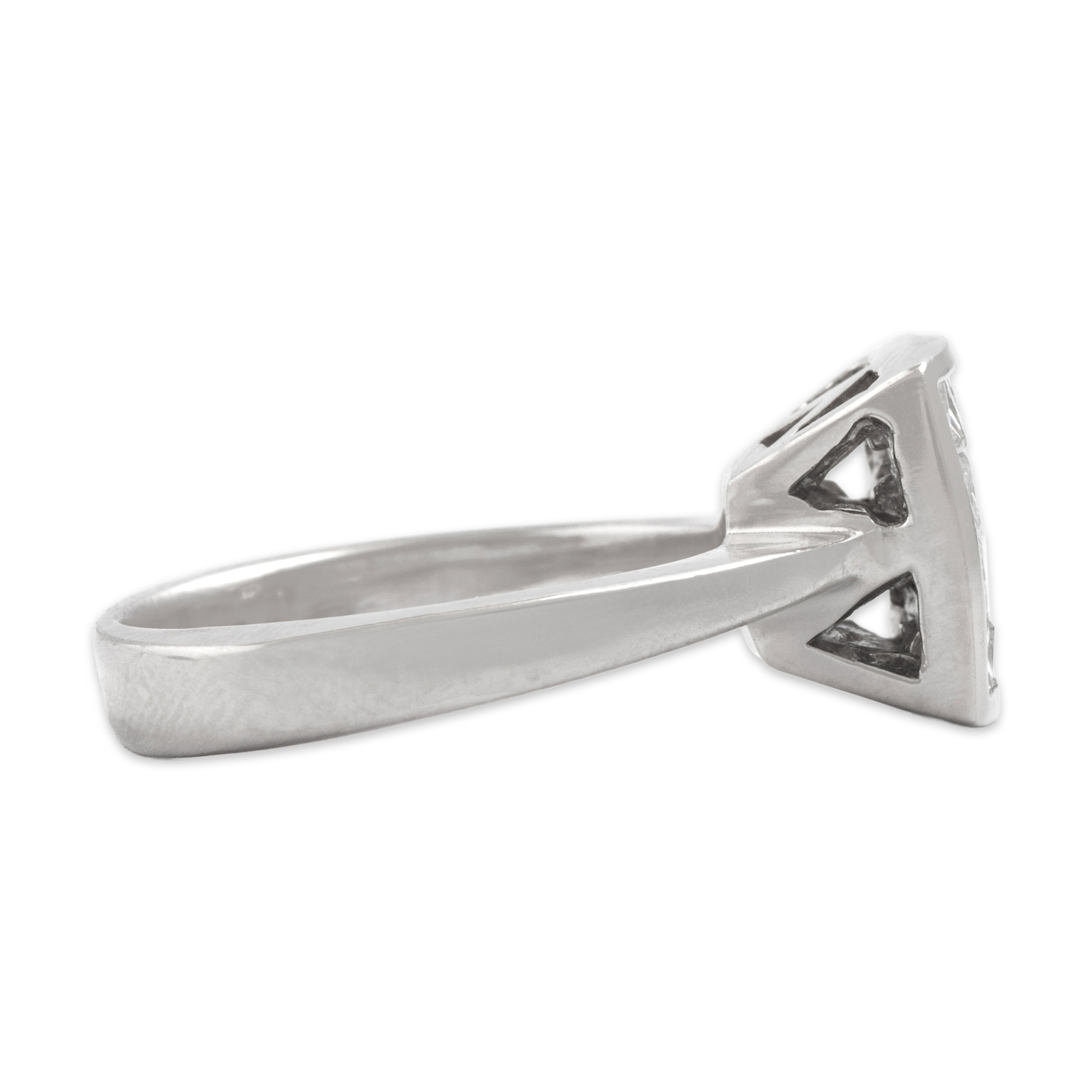 Vintage 14k White Gold .54cttw Diamond Sparkling Square Tile Ring - Side view