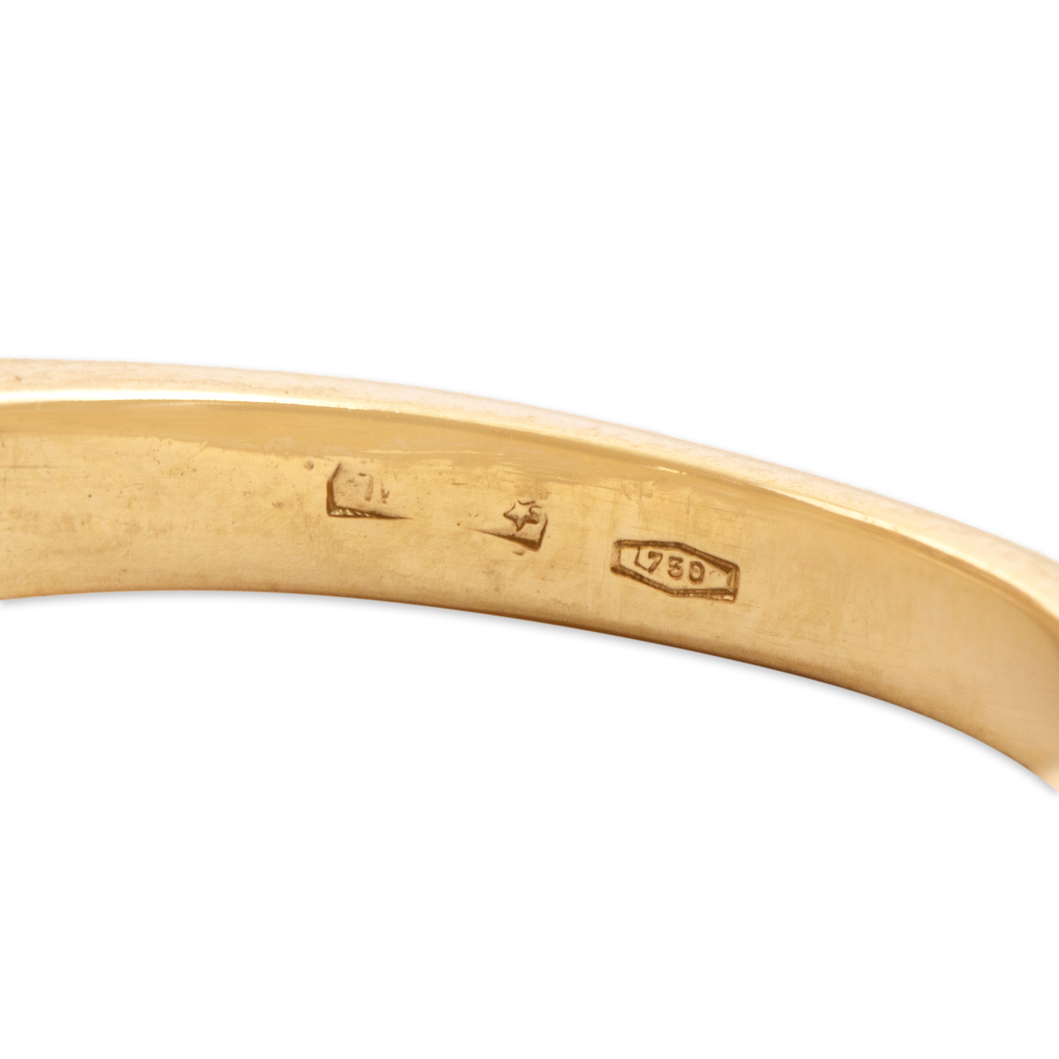 Vintage Italian 18k Yellow Gold .59cttw Ruby Diamond Stacked Scarlet Sparkle Ring - Hallmark view