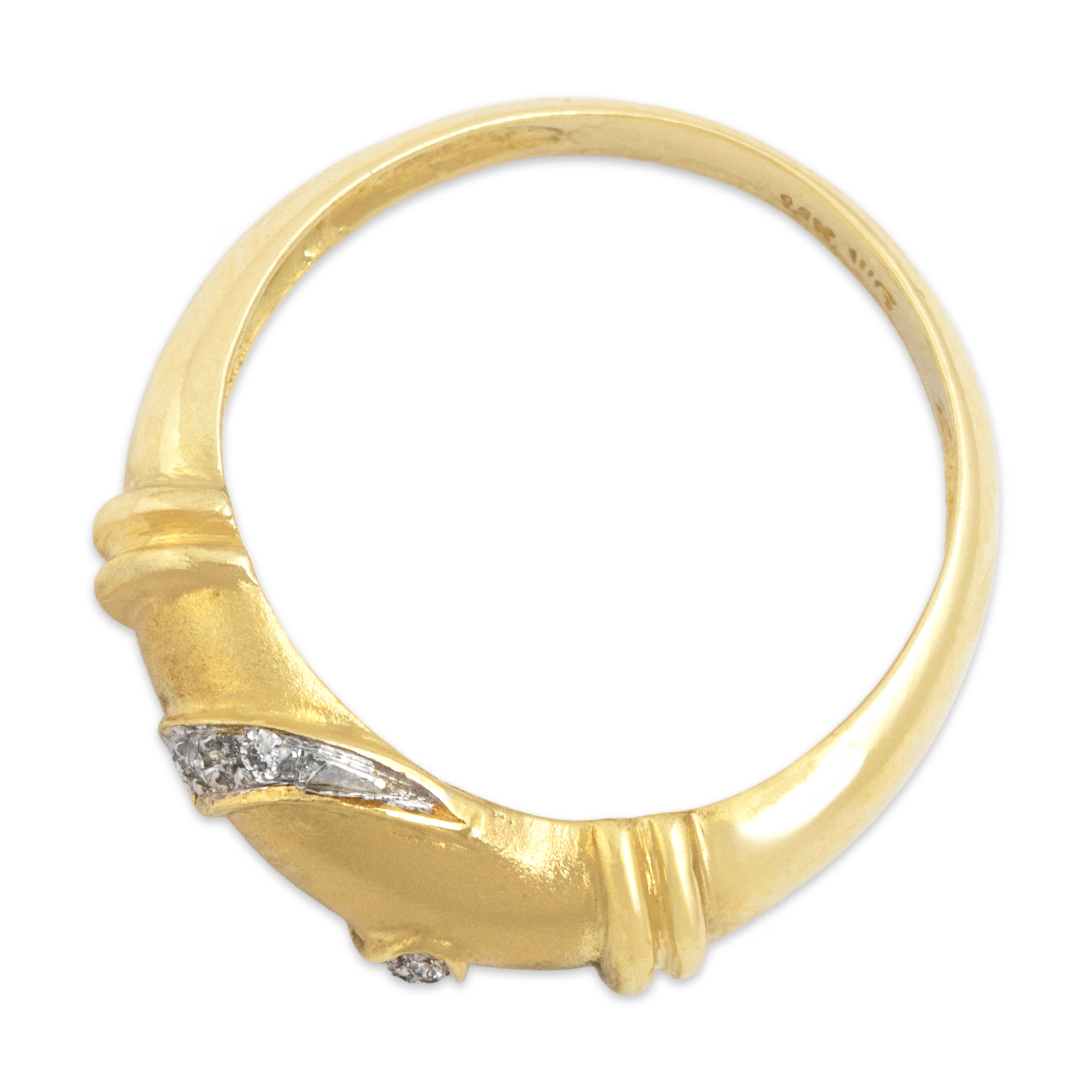 Vintage 14k Yellow Gold Diamond Brushed Wavy Swish Band Ring - Overall view