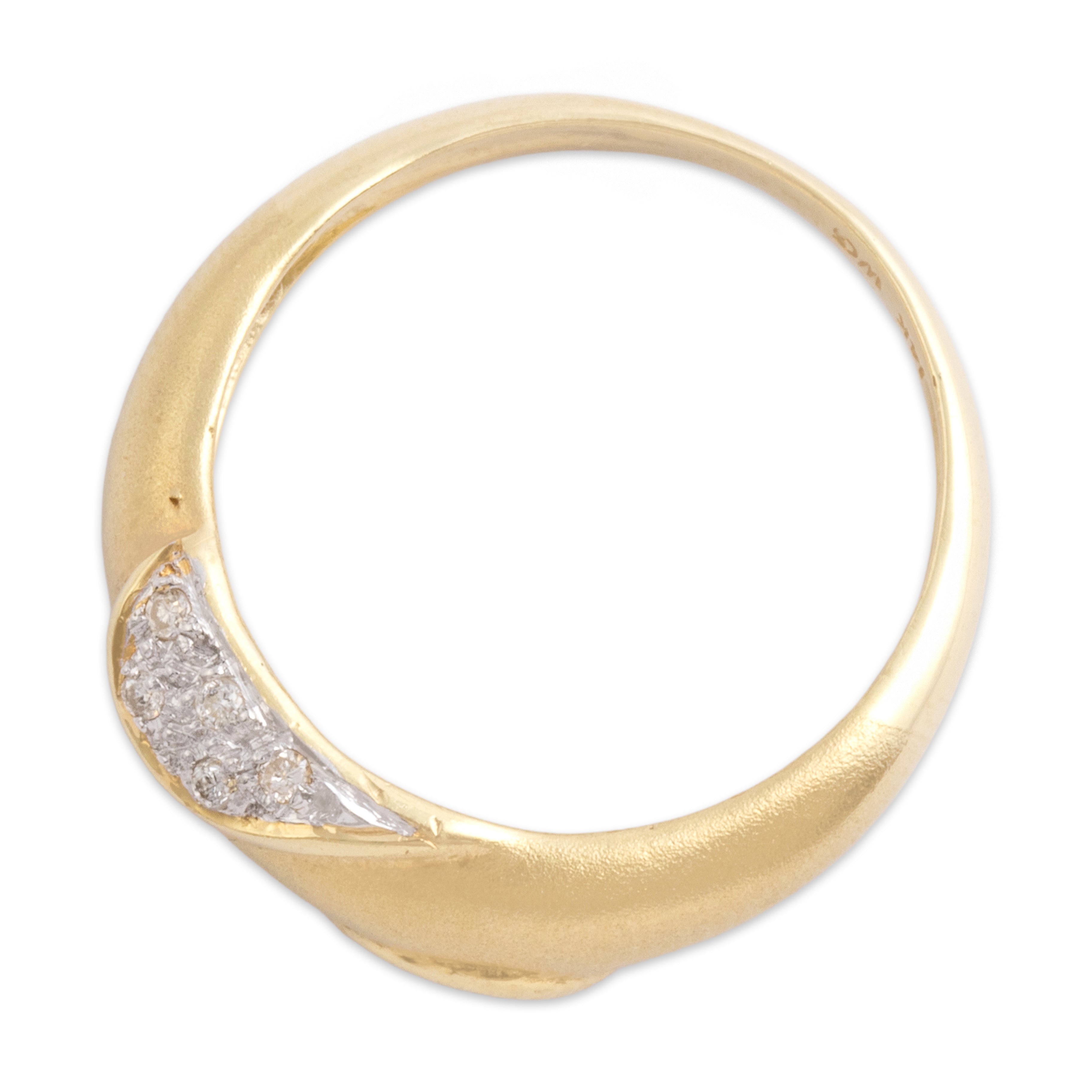 Vintage 14k Yellow Gold Diamond Brushed Wavy Sectioned Band Ring - Overall view