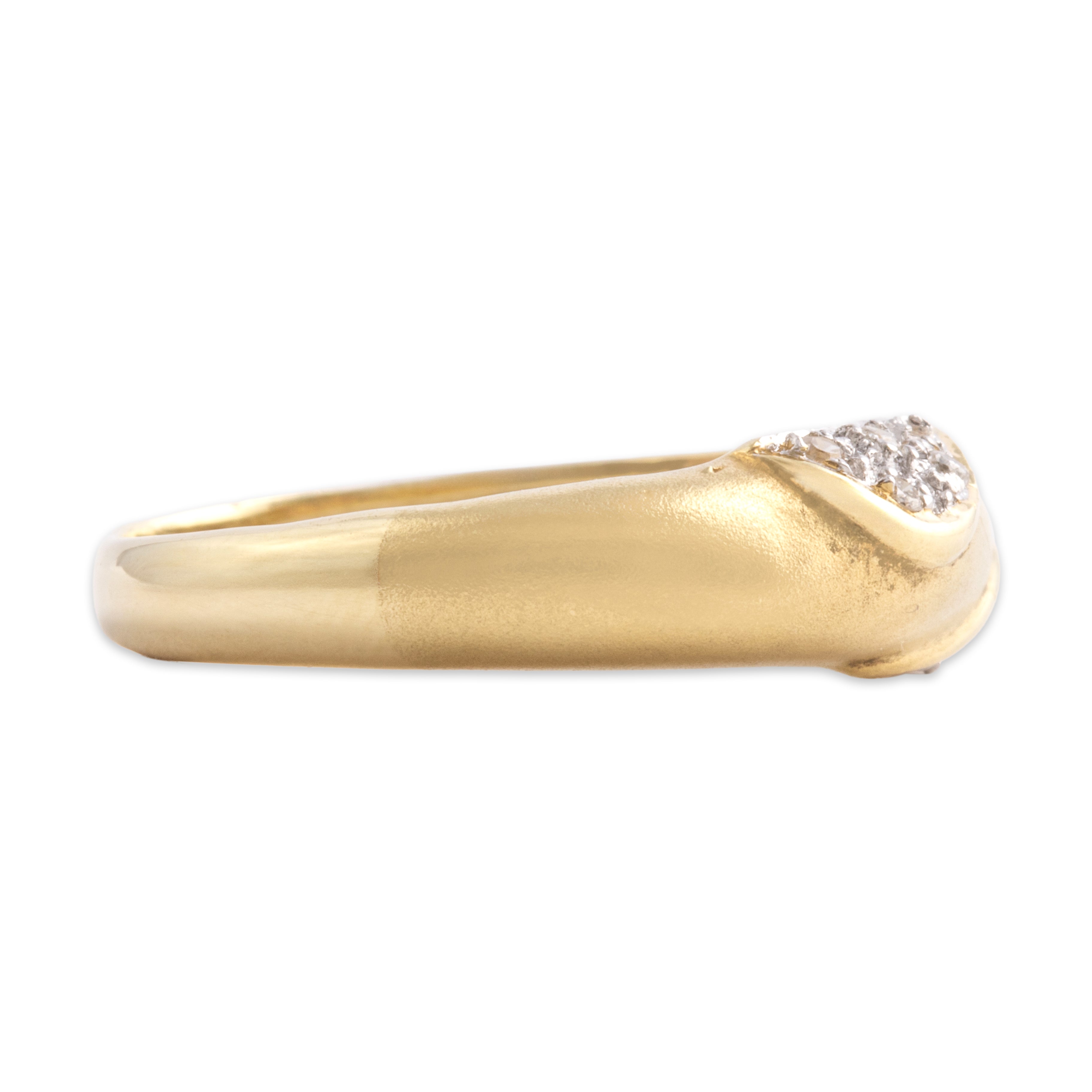 Vintage 14k Yellow Gold Diamond Brushed Wavy Sectioned Band Ring - Side view