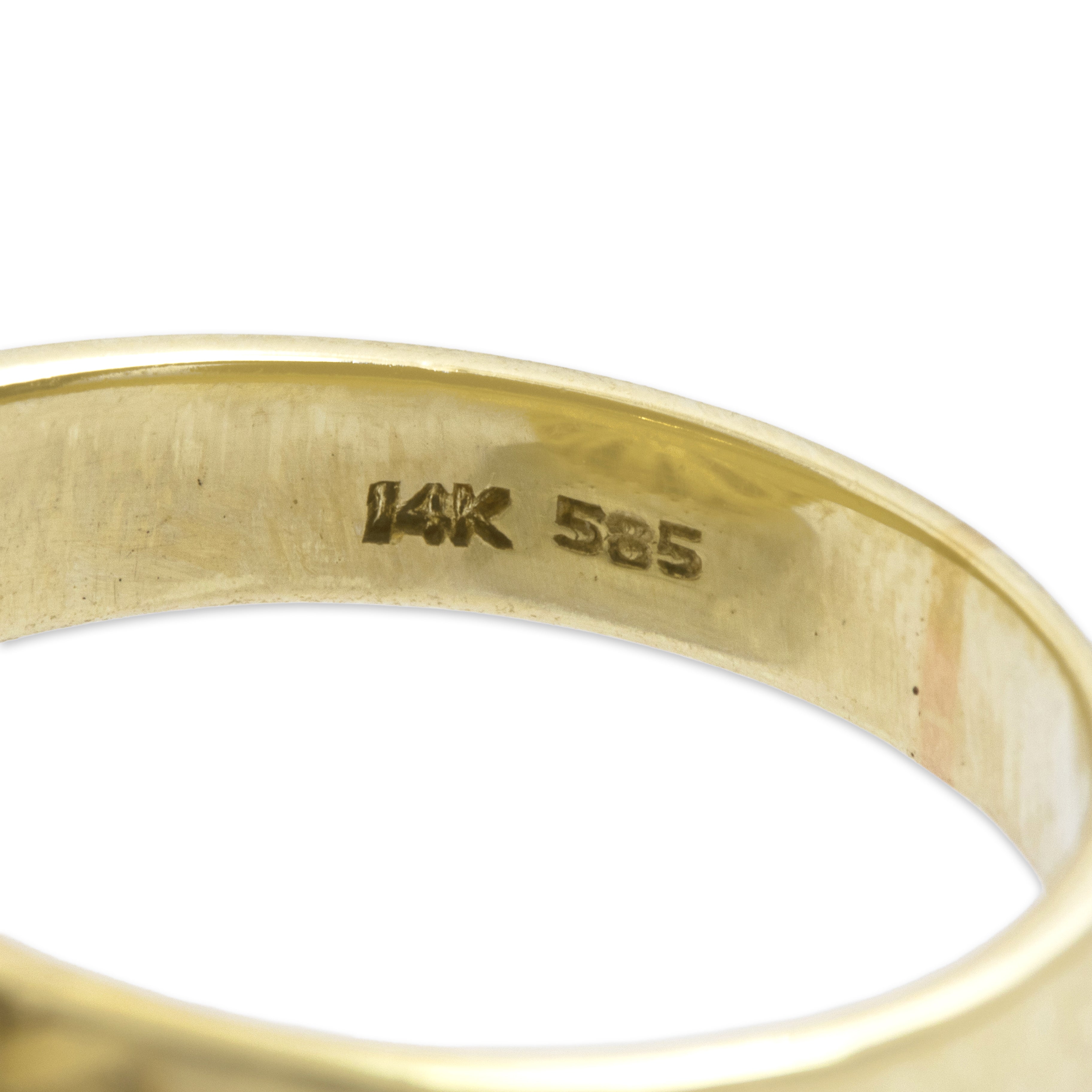 Vintage Heavy 14k Yellow Gold 2.09ct Jade Bold Oblong Basket-Set Ring - Hallmark view