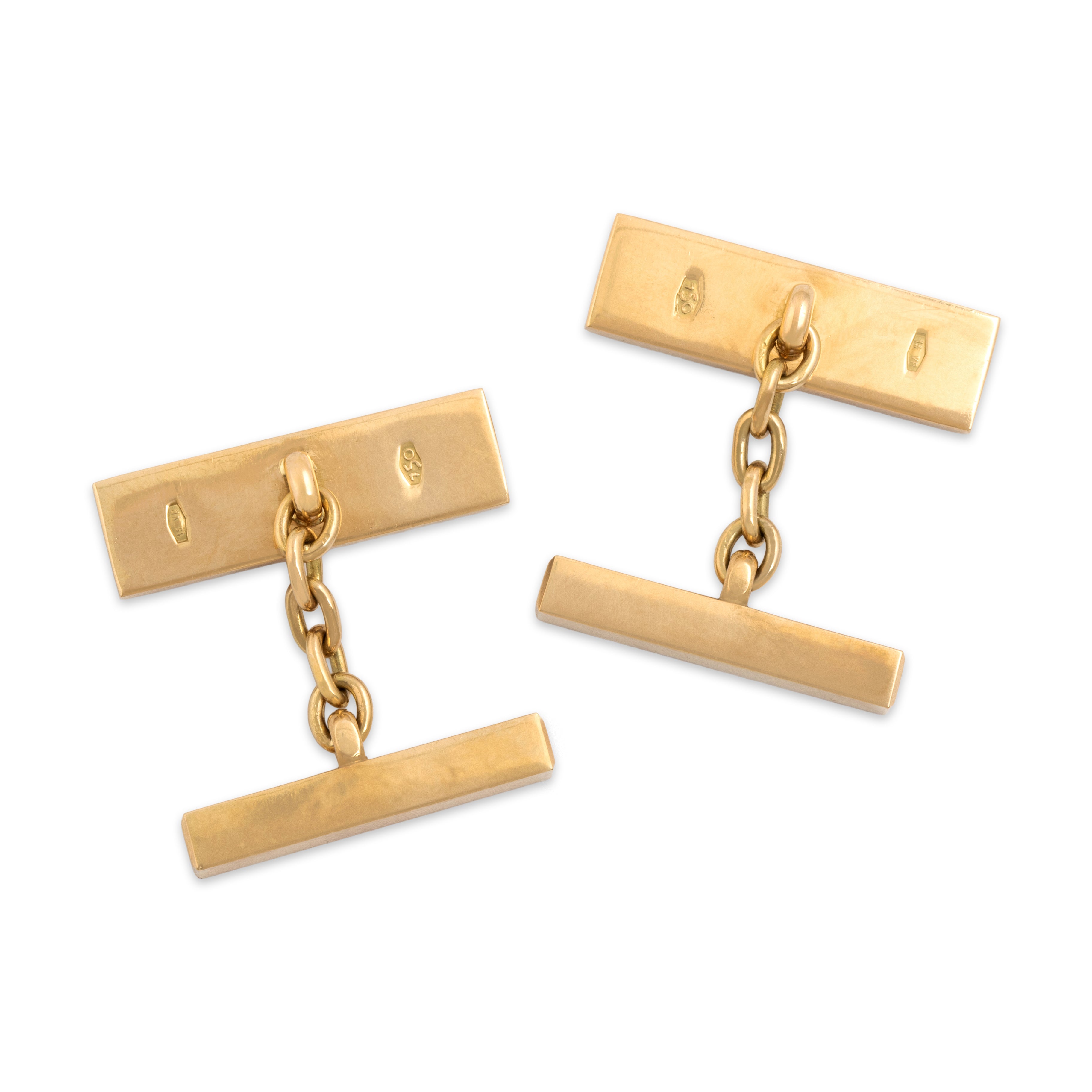 Vintage Italian 18k Yellow Gold Lapis Lazuli Incredible Vibrant Bar Cufflinks - Back view