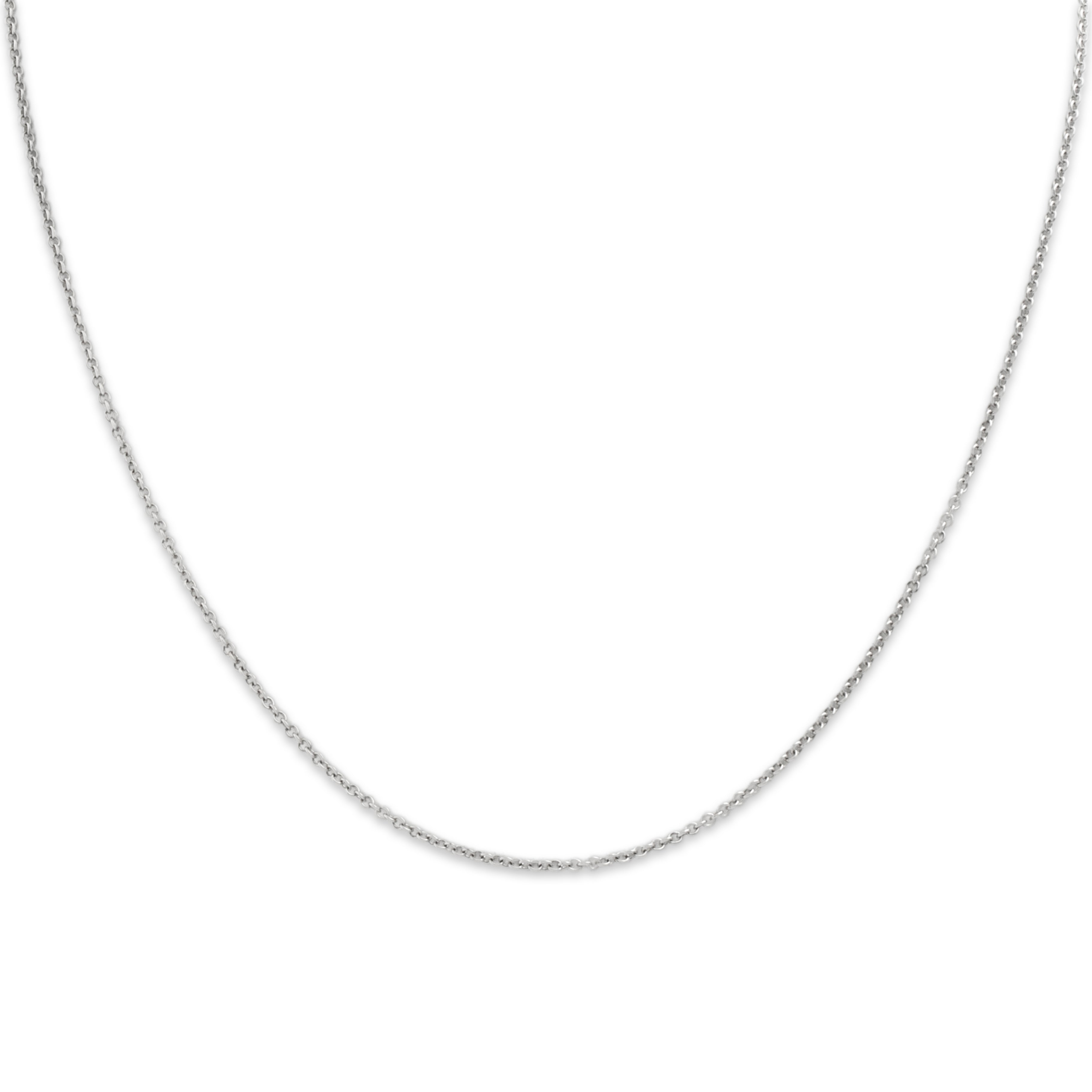 Vintage Italian 18k White Gold Sleek Cable Link 1.3mm Chain - Close-up view
