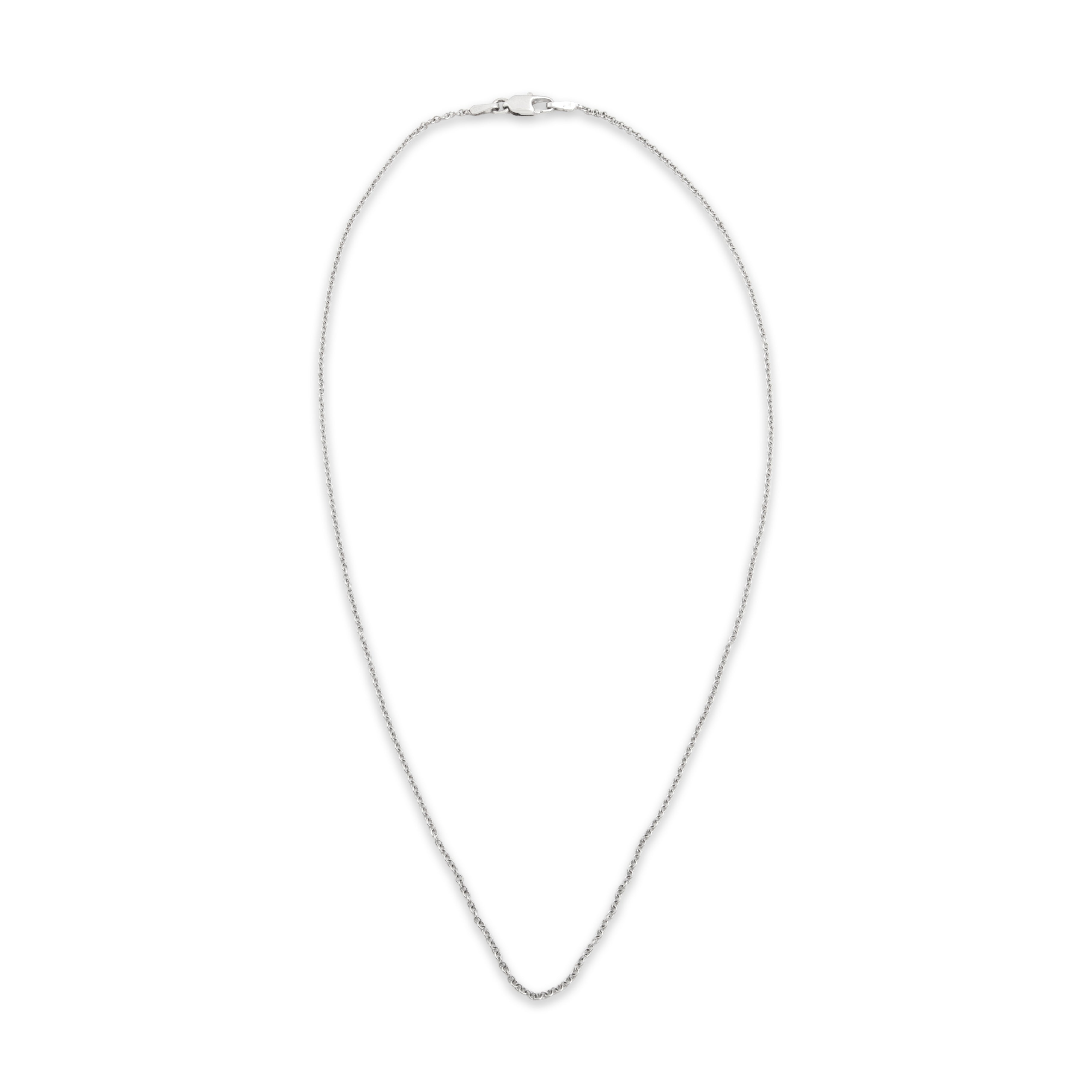 Vintage Italian 18k White Gold Sleek Cable Link 1.3mm Chain - Overall view