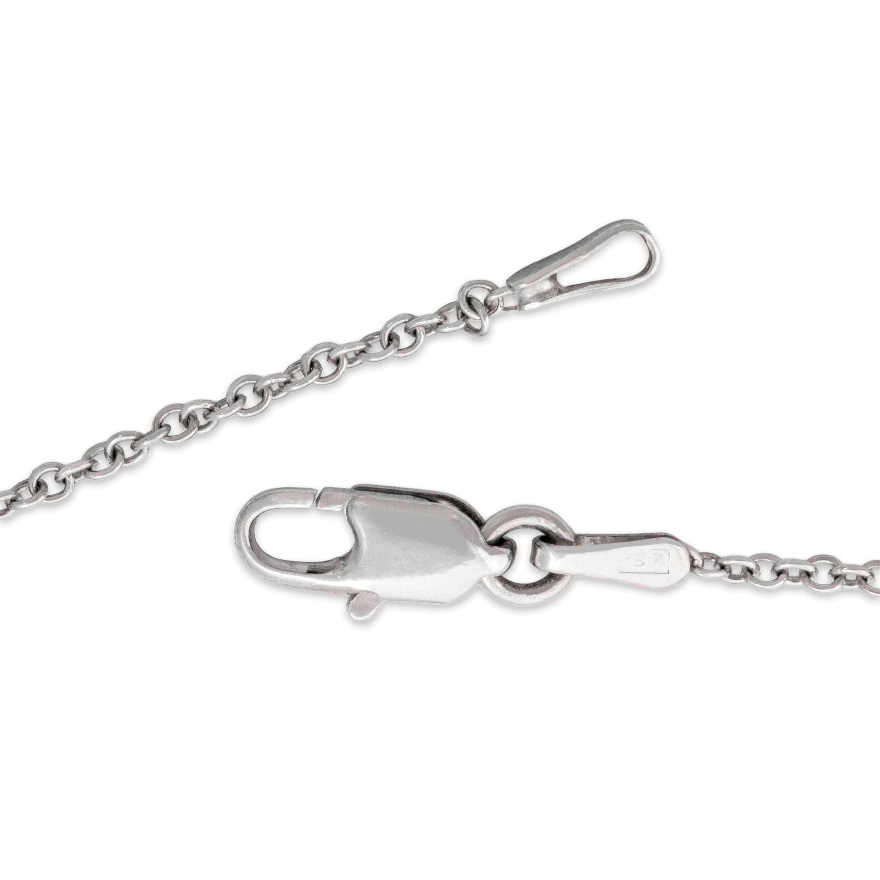 Vintage Italian 18k White Gold Sleek Cable Link 1.3mm Chain - clasp view
