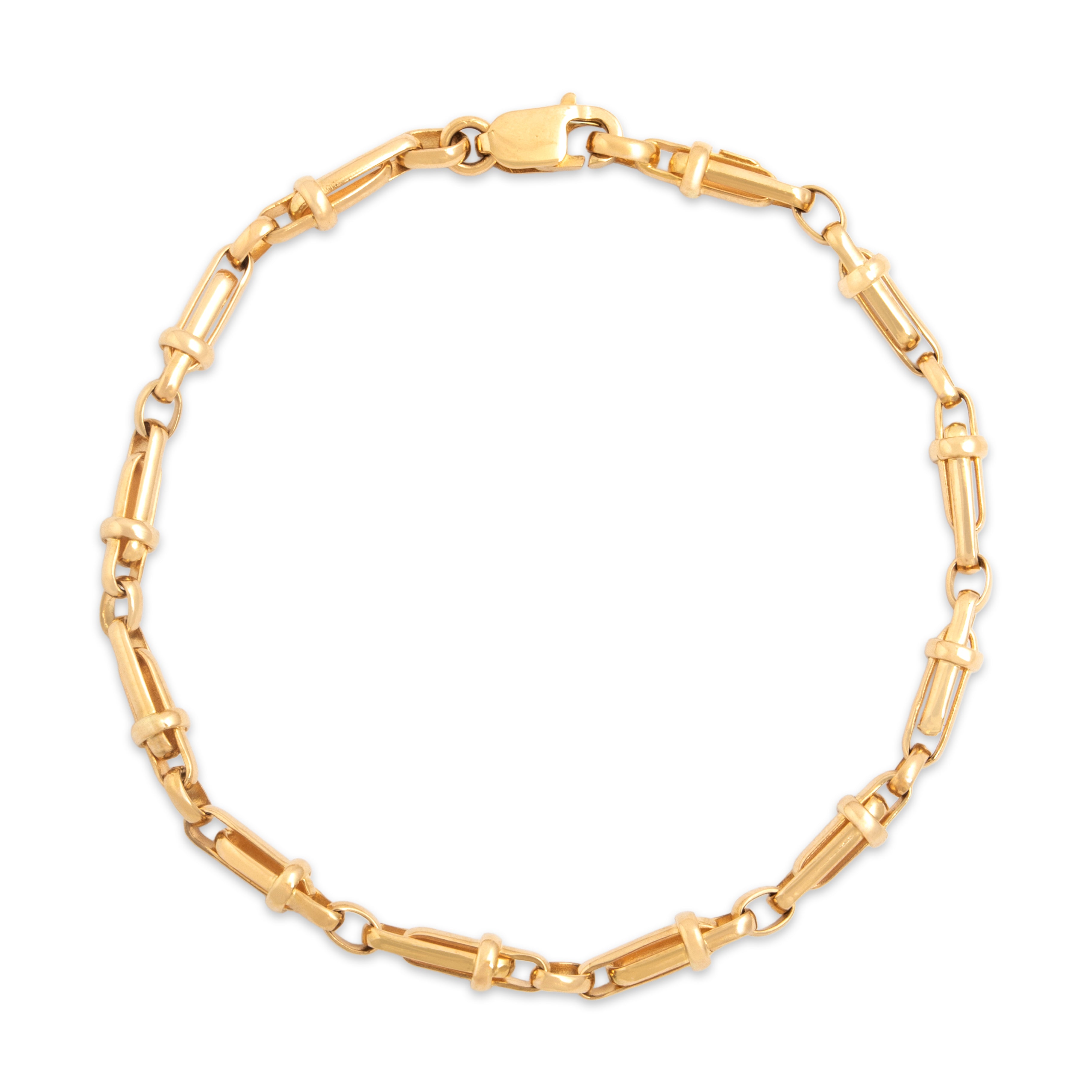 Vintage 18k Yellow Gold Wonderful Dimensional Wrapped Bar Link Bracelet - Close-up view