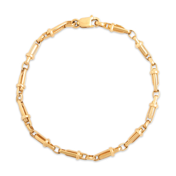 Vintage 18k Yellow Gold Wonderful Dimensional Wrapped Bar Link Bracelet 7